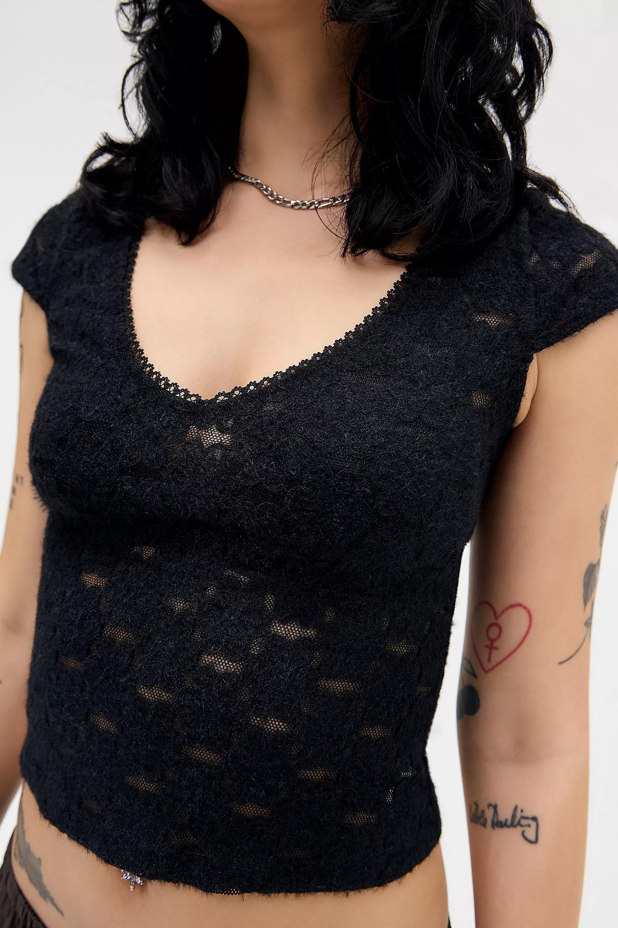 Black Motel Detailed Top, BLK, large image number 1