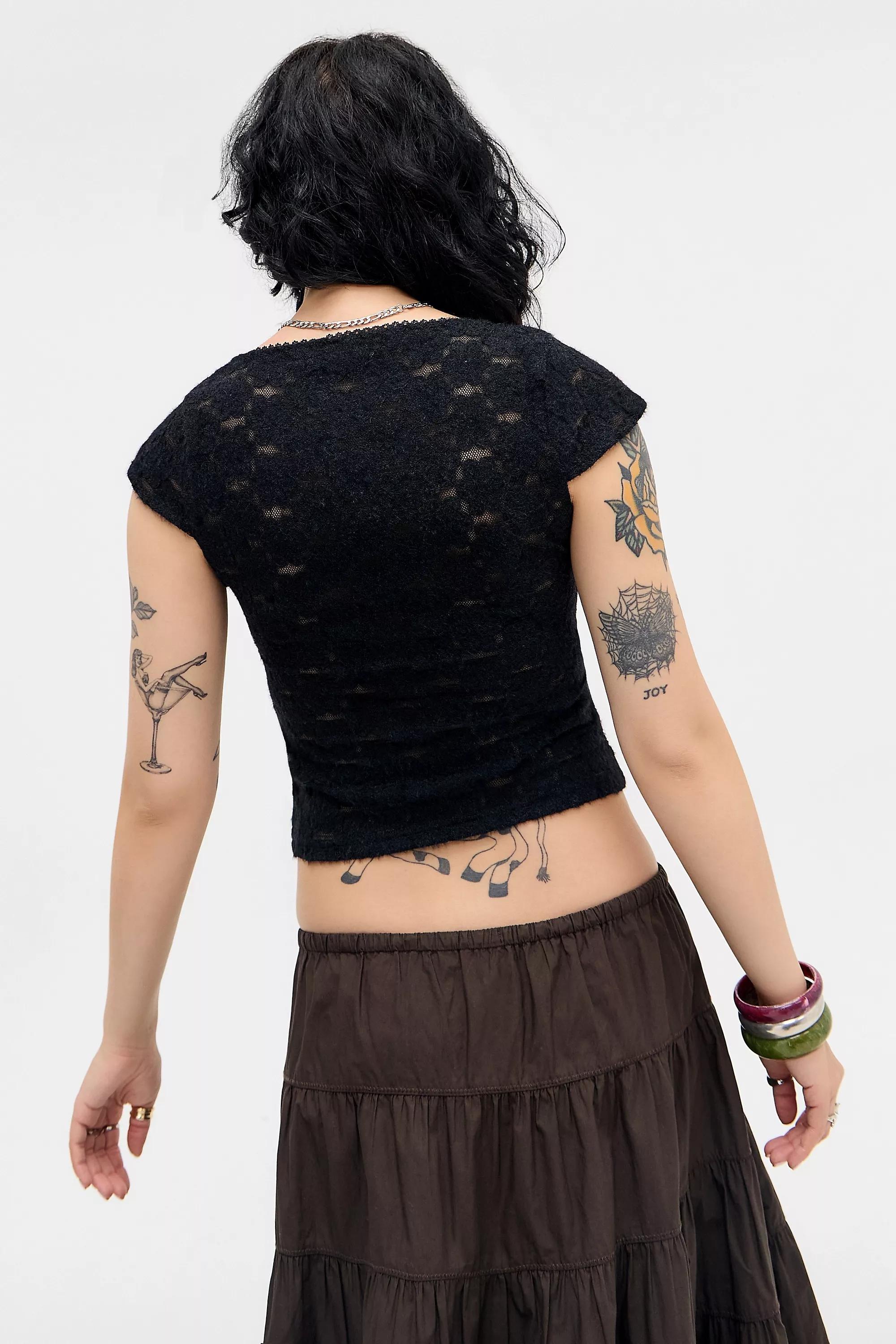 Black Motel Detailed Top, BLK, large image number 3