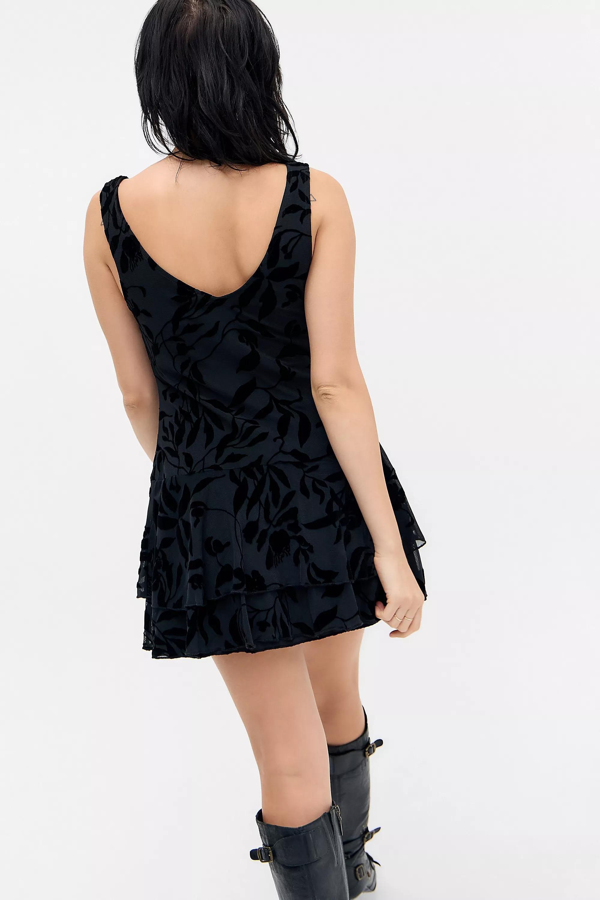 BLACK Motel Rawson Flock Mini Dress, BLK, large image number 3
