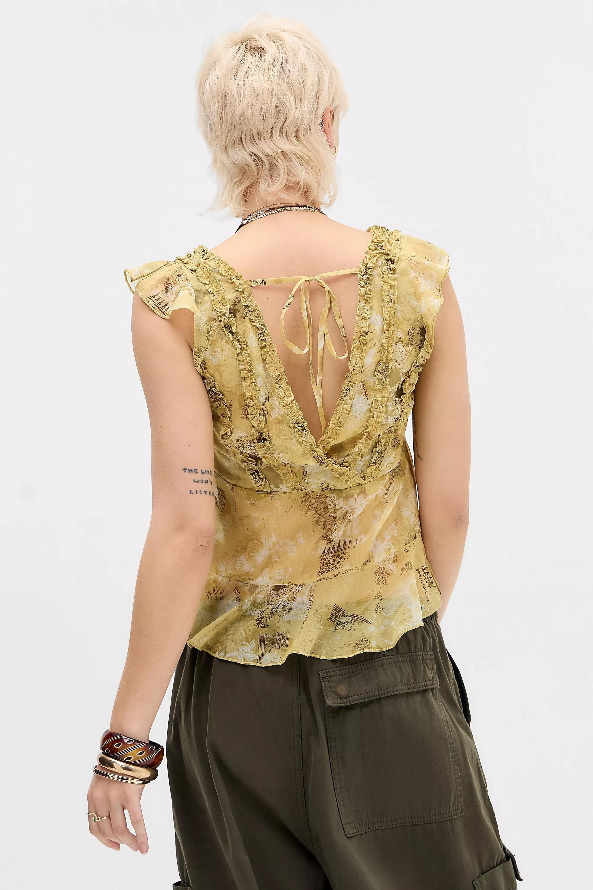 Yellow Kimchi Blue Ruffle Blouse, YEL, large image number 2
