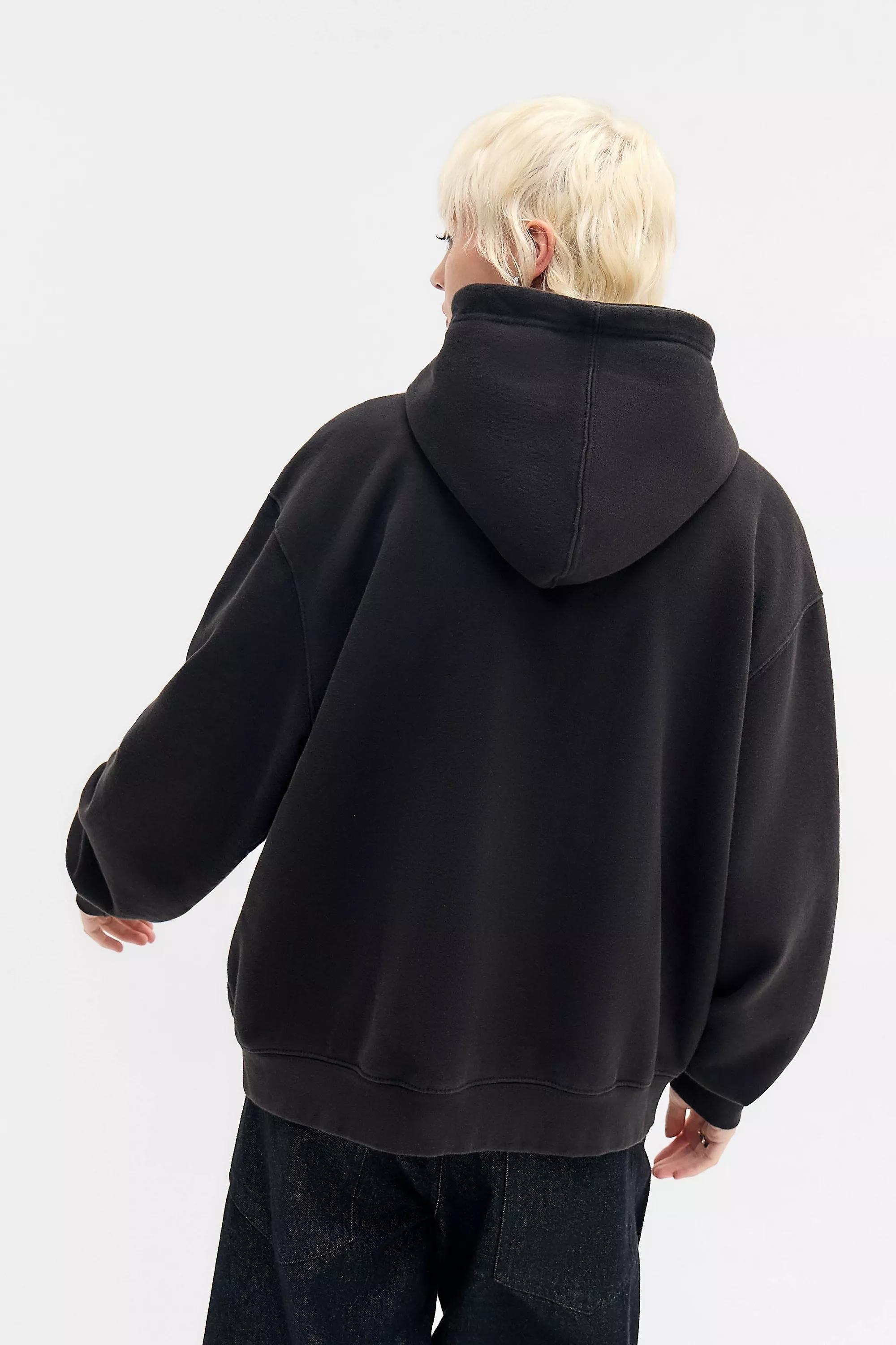 Black Uo Grunge Script Zip-Through Hoodie, BLK, large image number 3