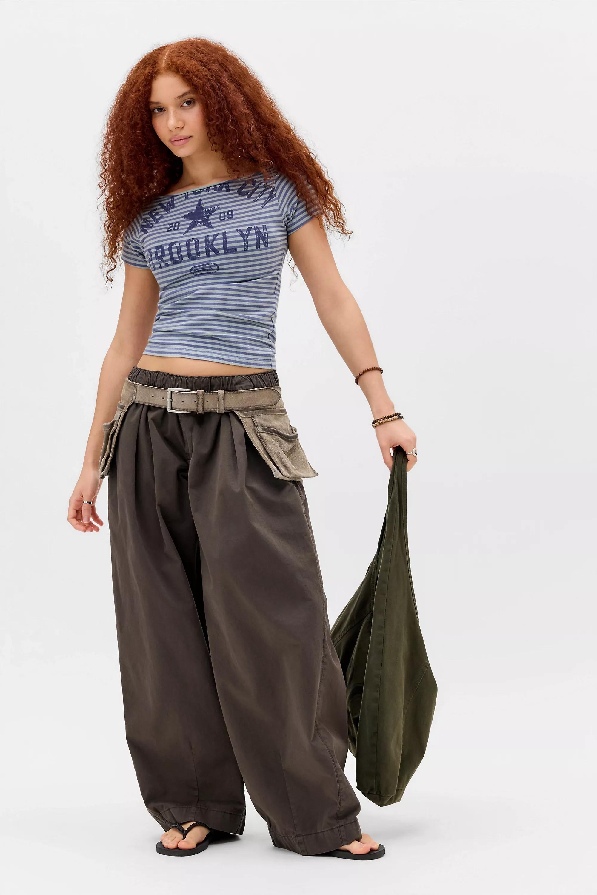 Brown Bdg Bobbi Baggy Cocoon Trousers, BRN, large image number 1