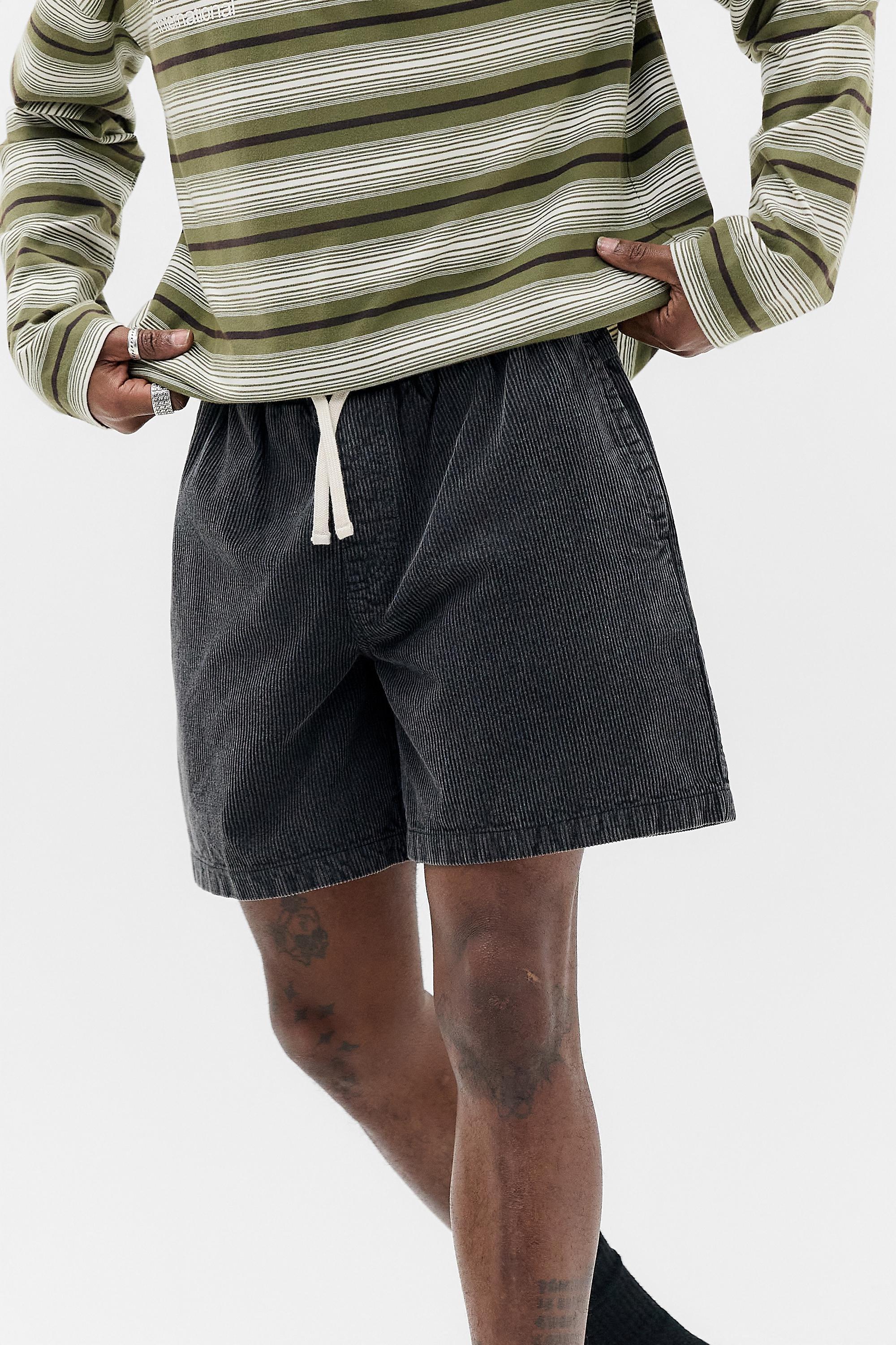 Black Bdg Washed Black Corduroy Shorts, BLK, large image number 4