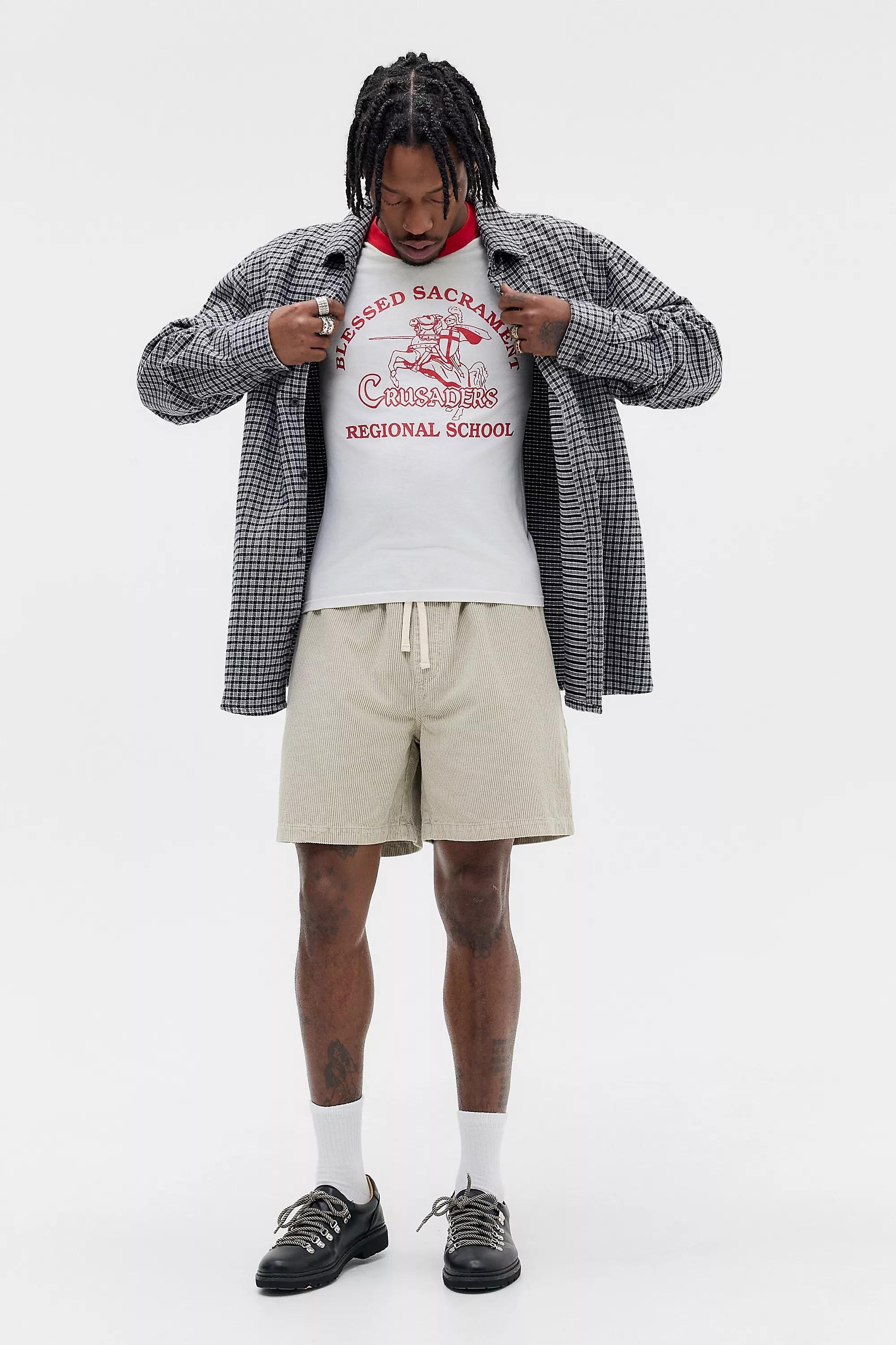 Cream Bdg Ecru Corduroy Shorts, CREME, large image number 5