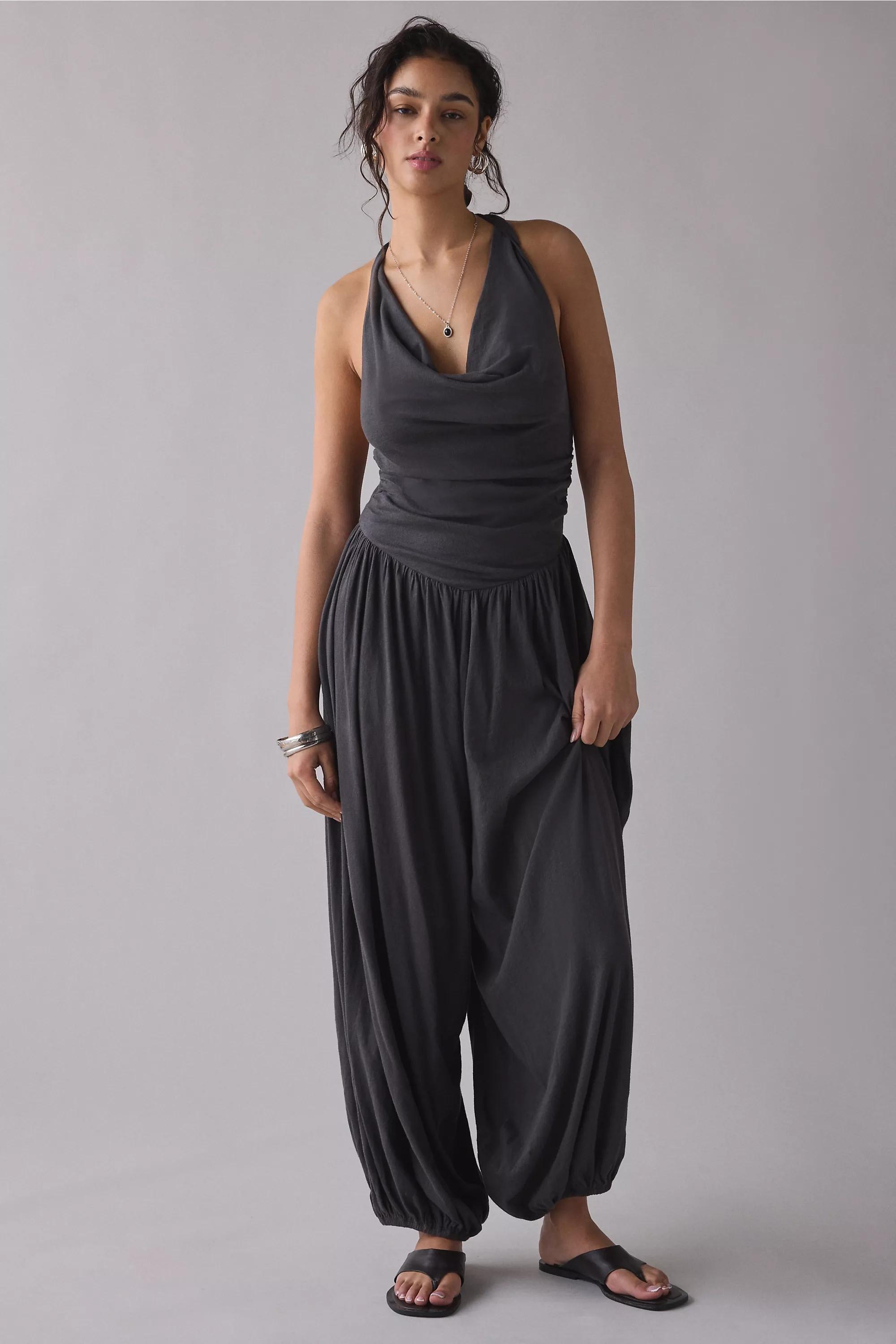 Black Uo Seaside Cowl Neck Jumpsuit, BLK, large image number 0