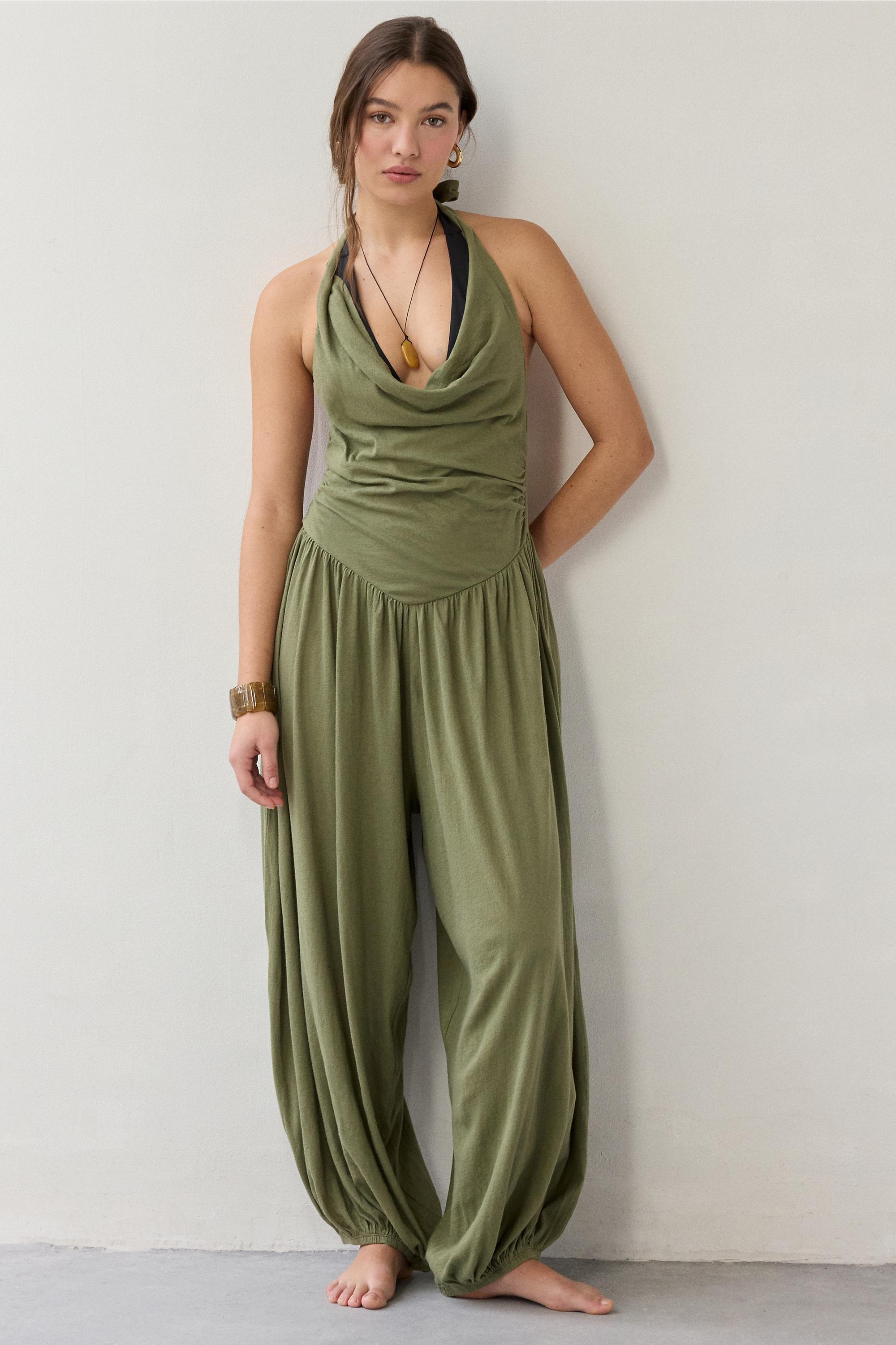 Green Uo Seaside Cowl Neck Jumpsuit, GRN, large image number 1