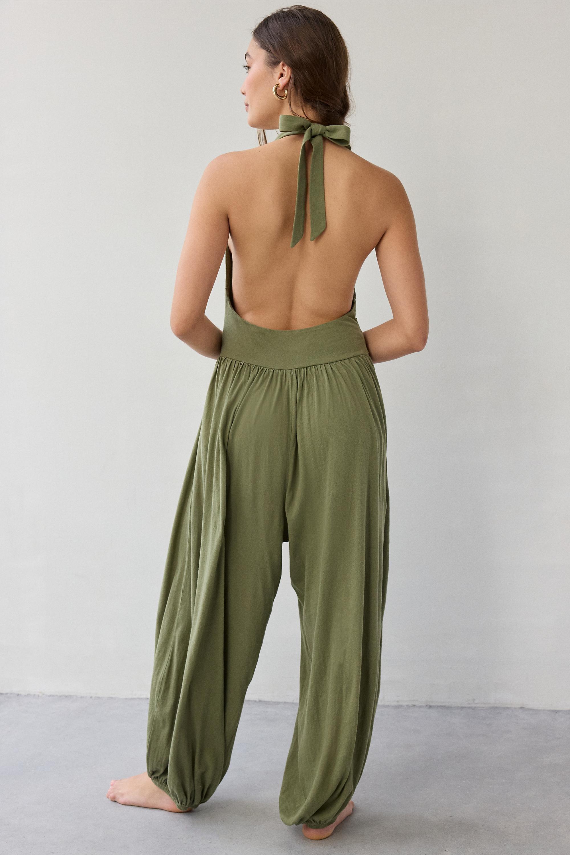 Green Uo Seaside Cowl Neck Jumpsuit, GRN, large image number 3