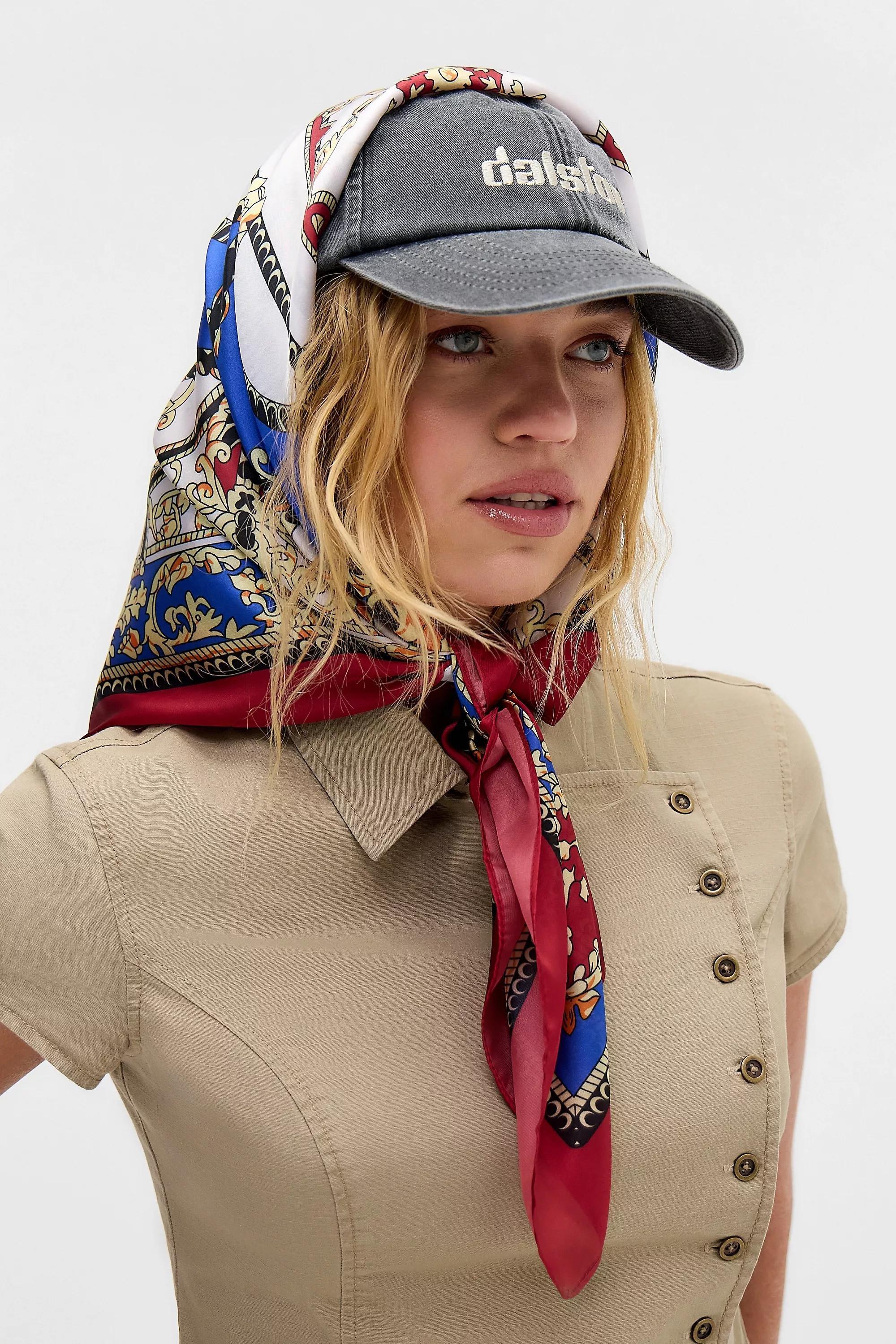 Red Uo Silky Mosaic Print Headscarf, RED, large image number 0