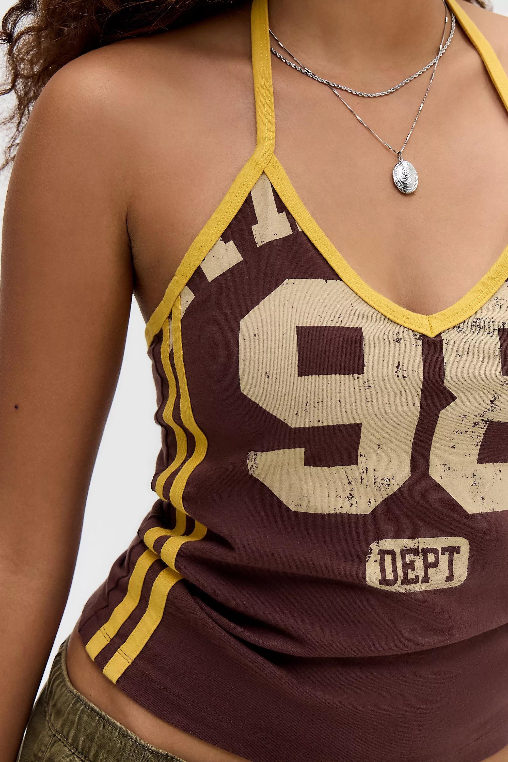 Brown Uo Chocolate 98 Tie Neck Halter Top, CHOC, large image number 3