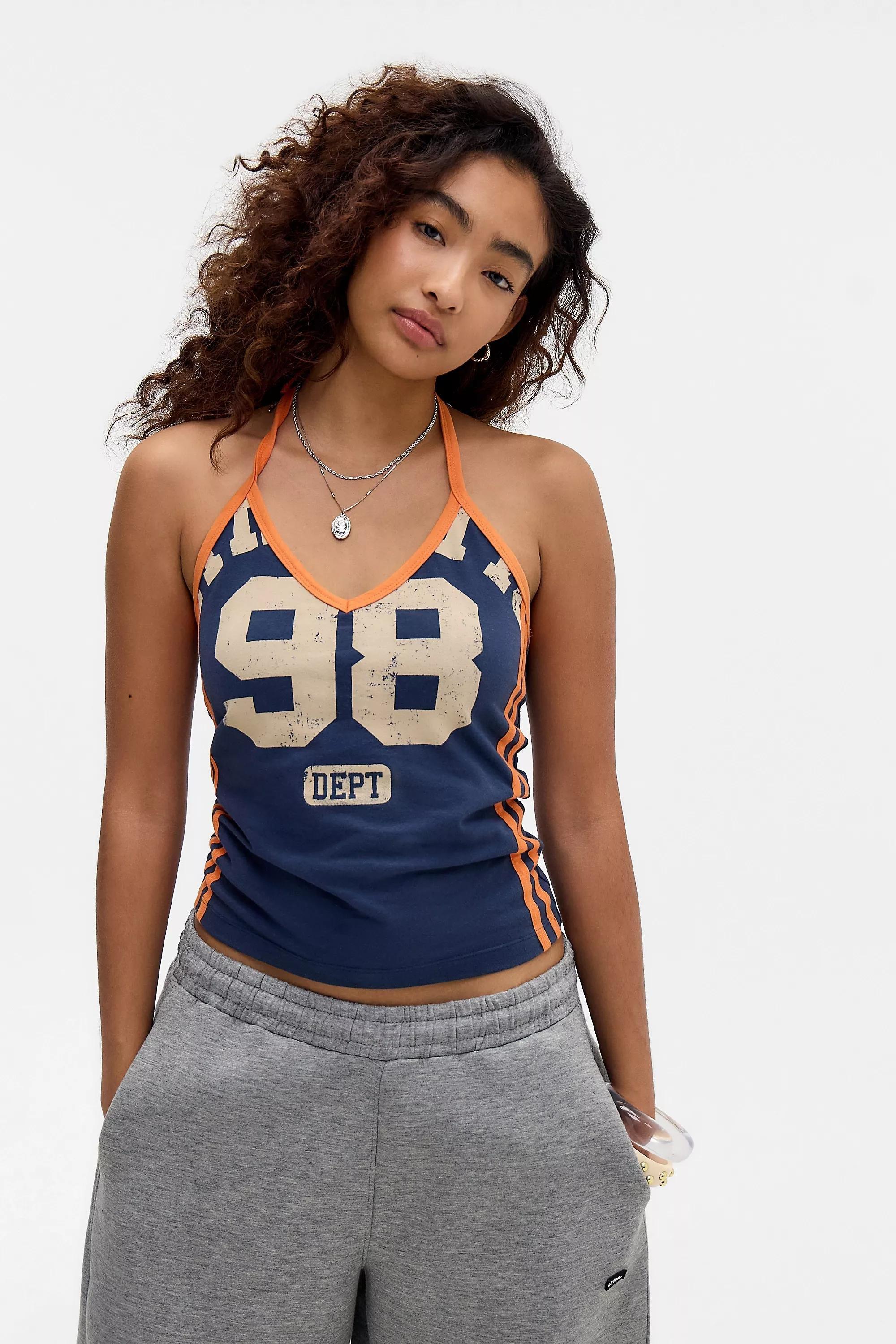 Navy Uo 98 Tie Neck Halter Top, NAVY, large image number 0