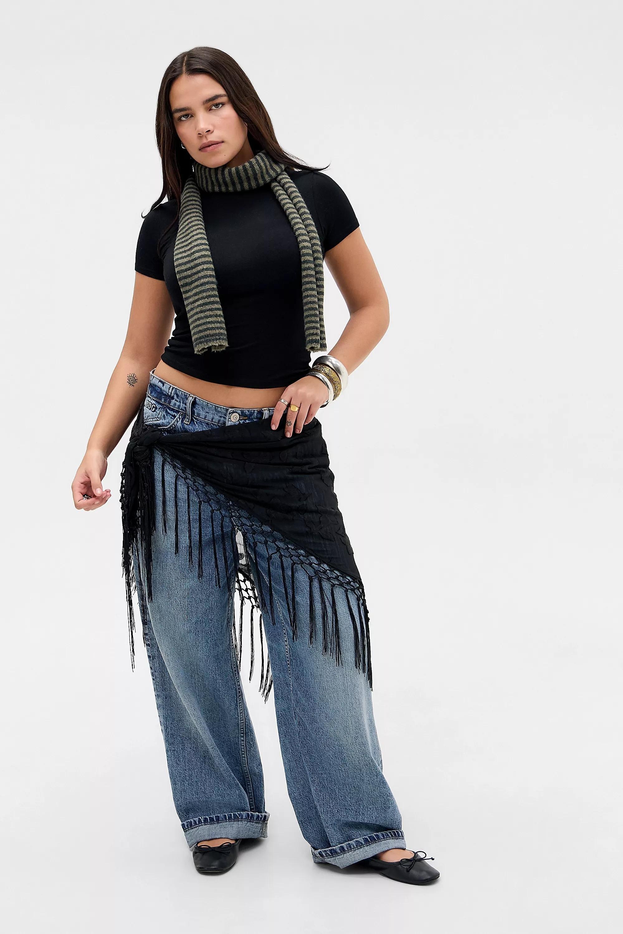 Black Bdg Sheer Cropped T-Shirt, BLK, medium