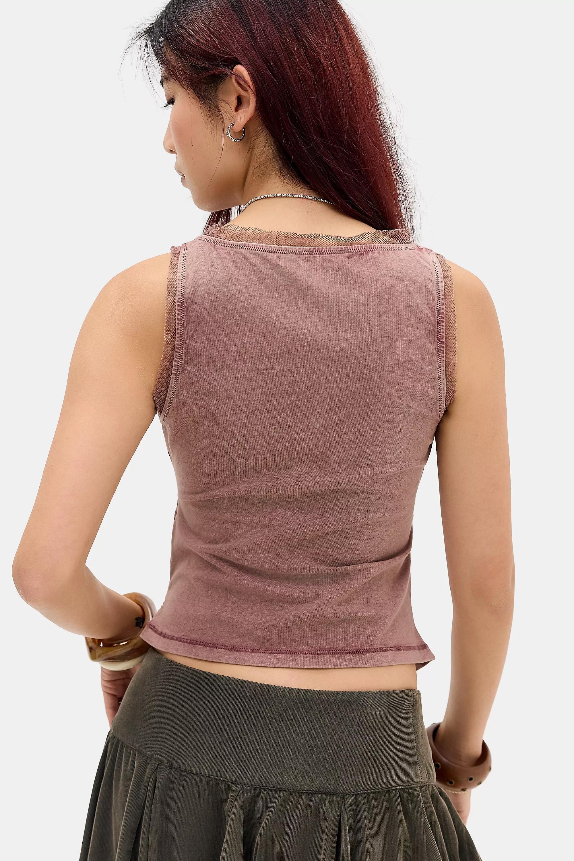 Rose Kimchi Blue Denise Ruched Tank Top, ROSE, large image number 3