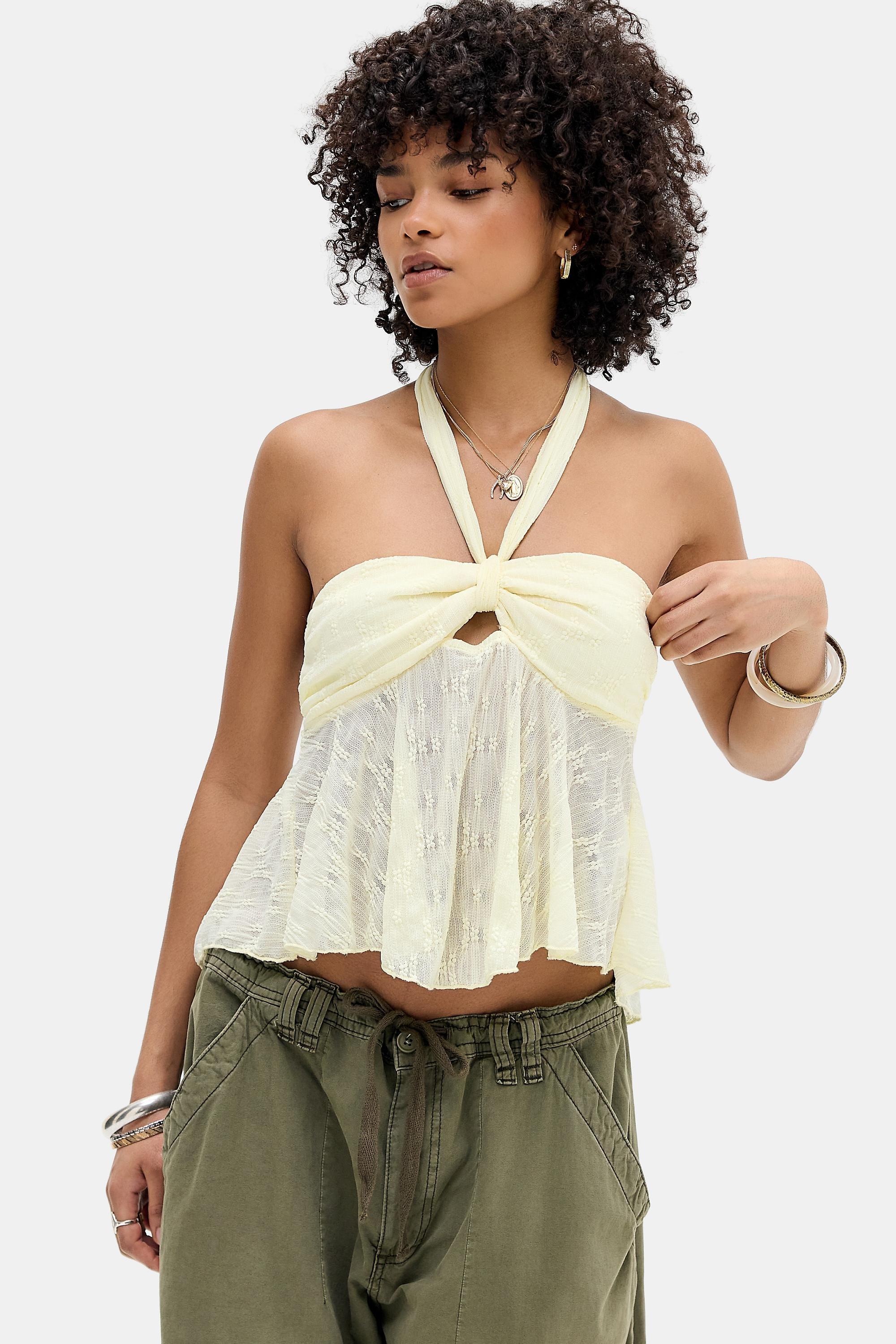 Yellow Kiss The Sky Uo Juniper Strapless Top, YEL, large image number 0