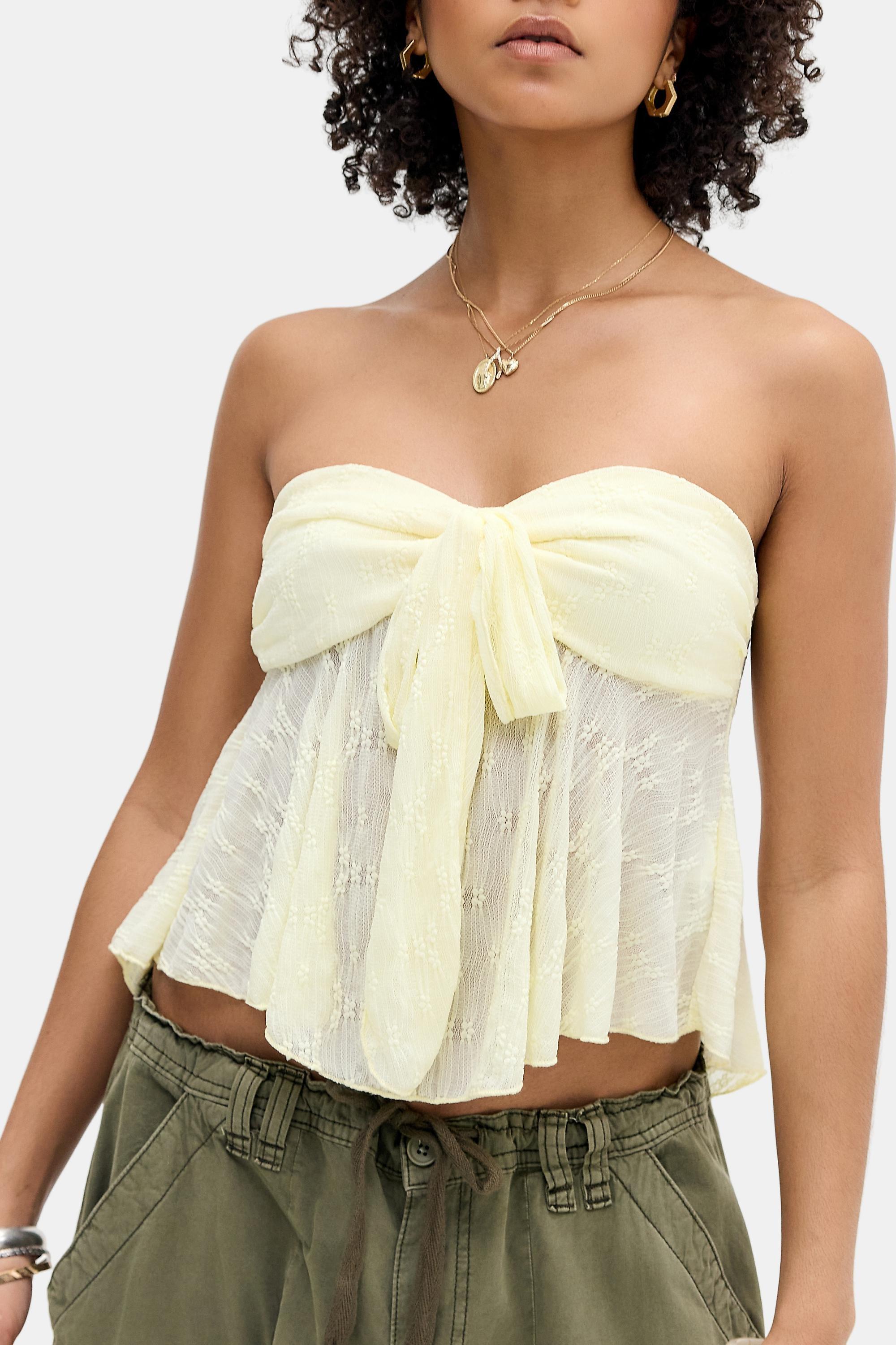 Yellow Kiss The Sky Uo Juniper Strapless Top, YEL, large image number 1