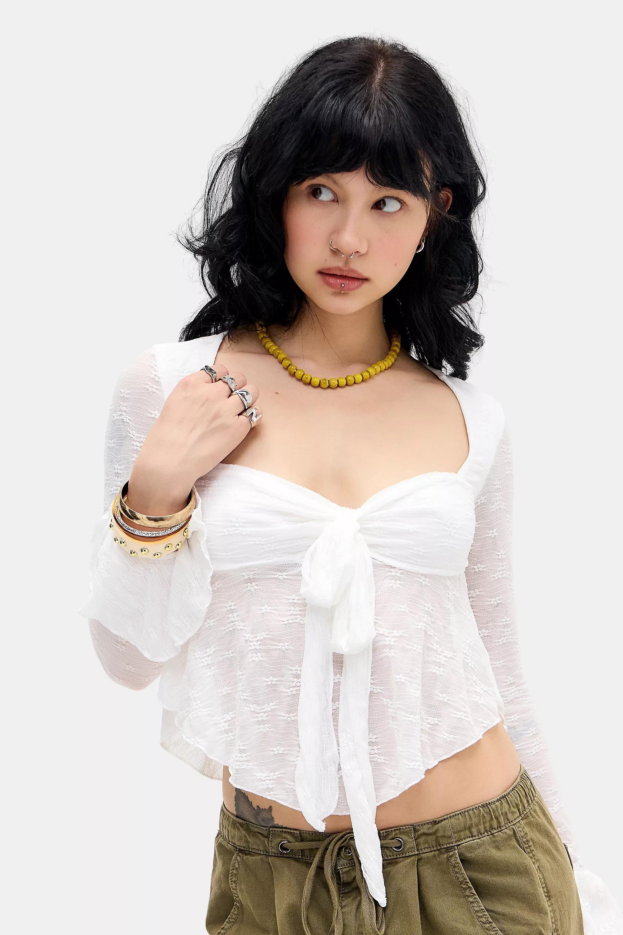 White Kiss The Sky Uo Minka Lace Top, WHT, medium
