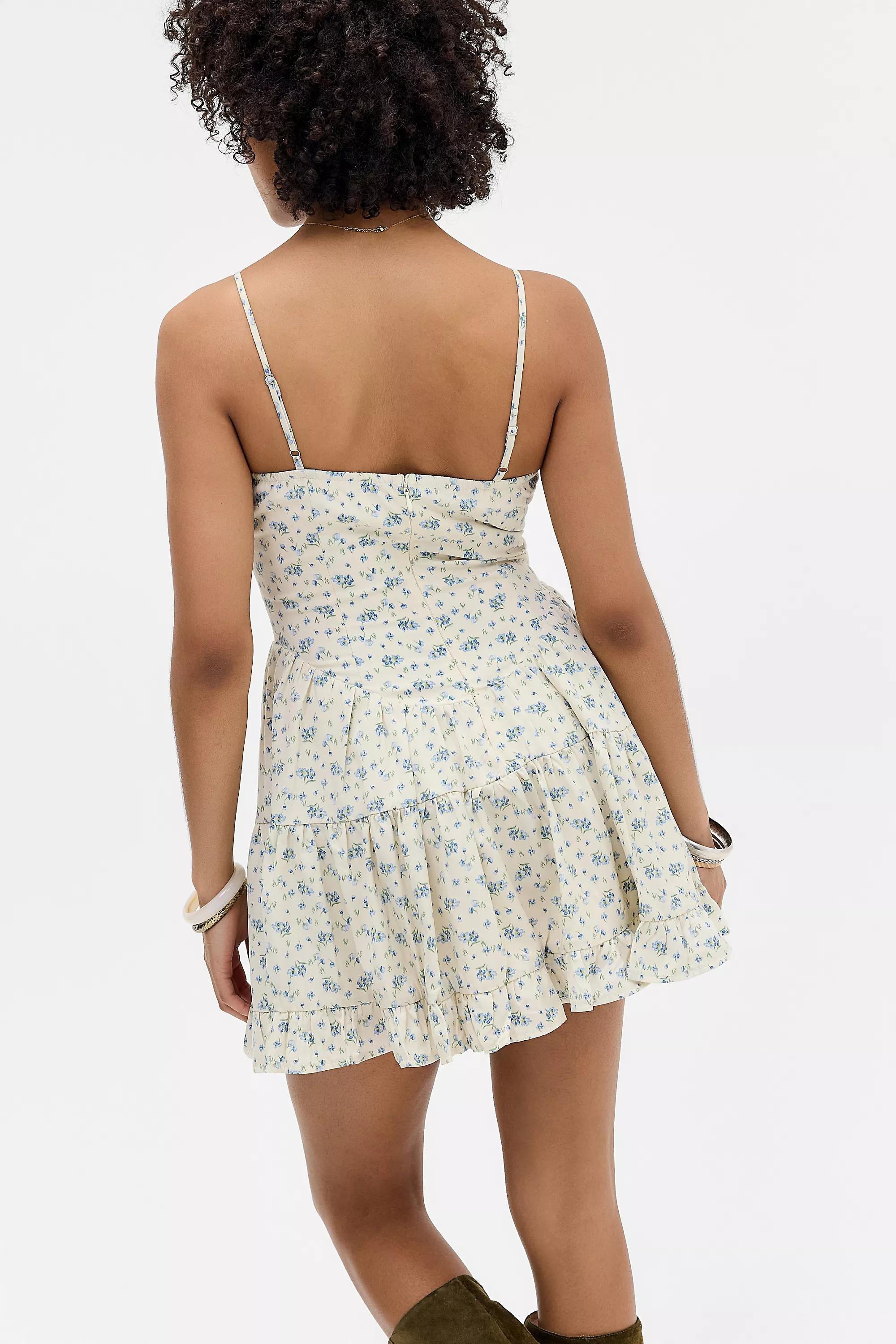 White Kiss The Sky Uo Villa Ditsy Print Dress, CREME, large image number 3
