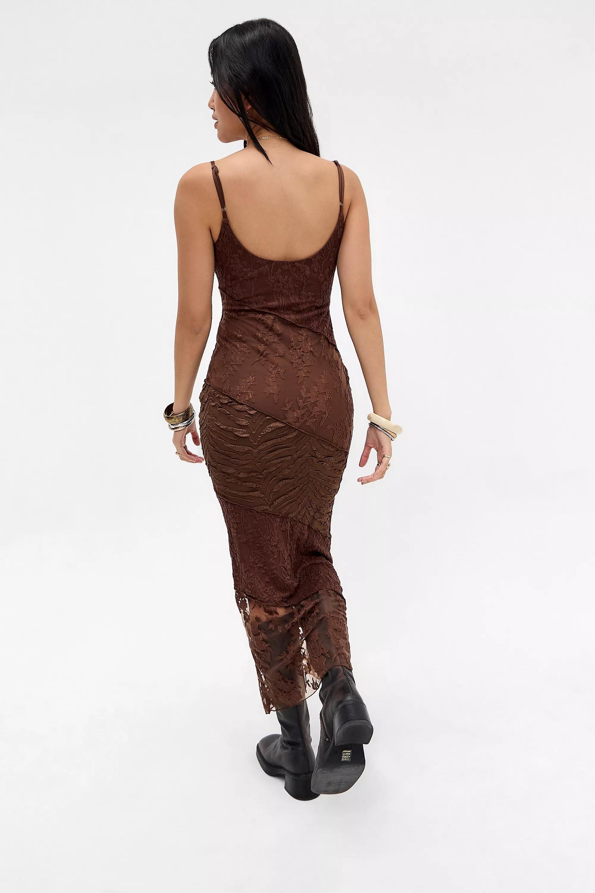 Brown Kiss The Sky Alessandra Spliced Maxi Dress, BRN, large image number 2