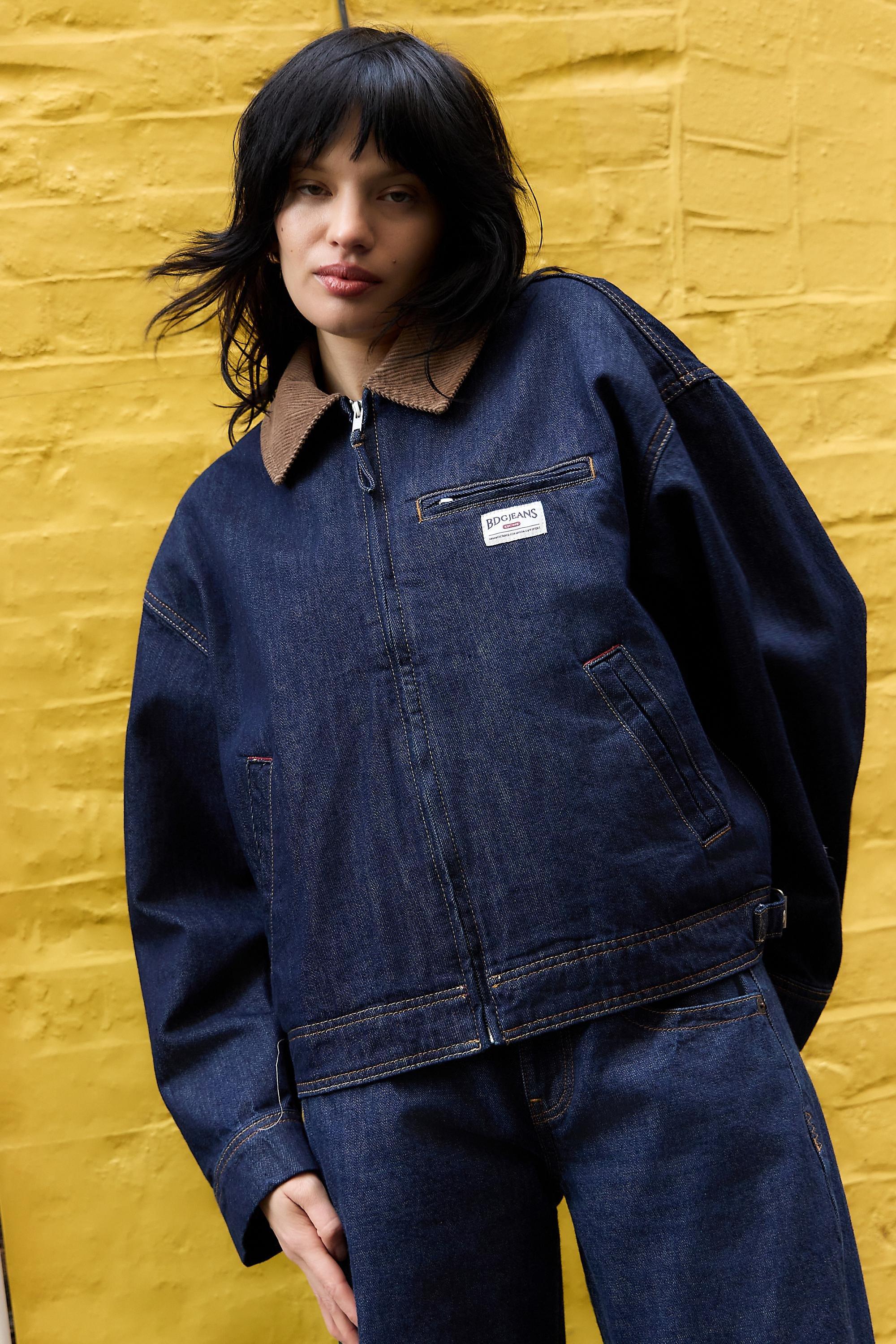 Navy Bdg Luca Shrunken Denim Jacket, DENIM D, large image number 0