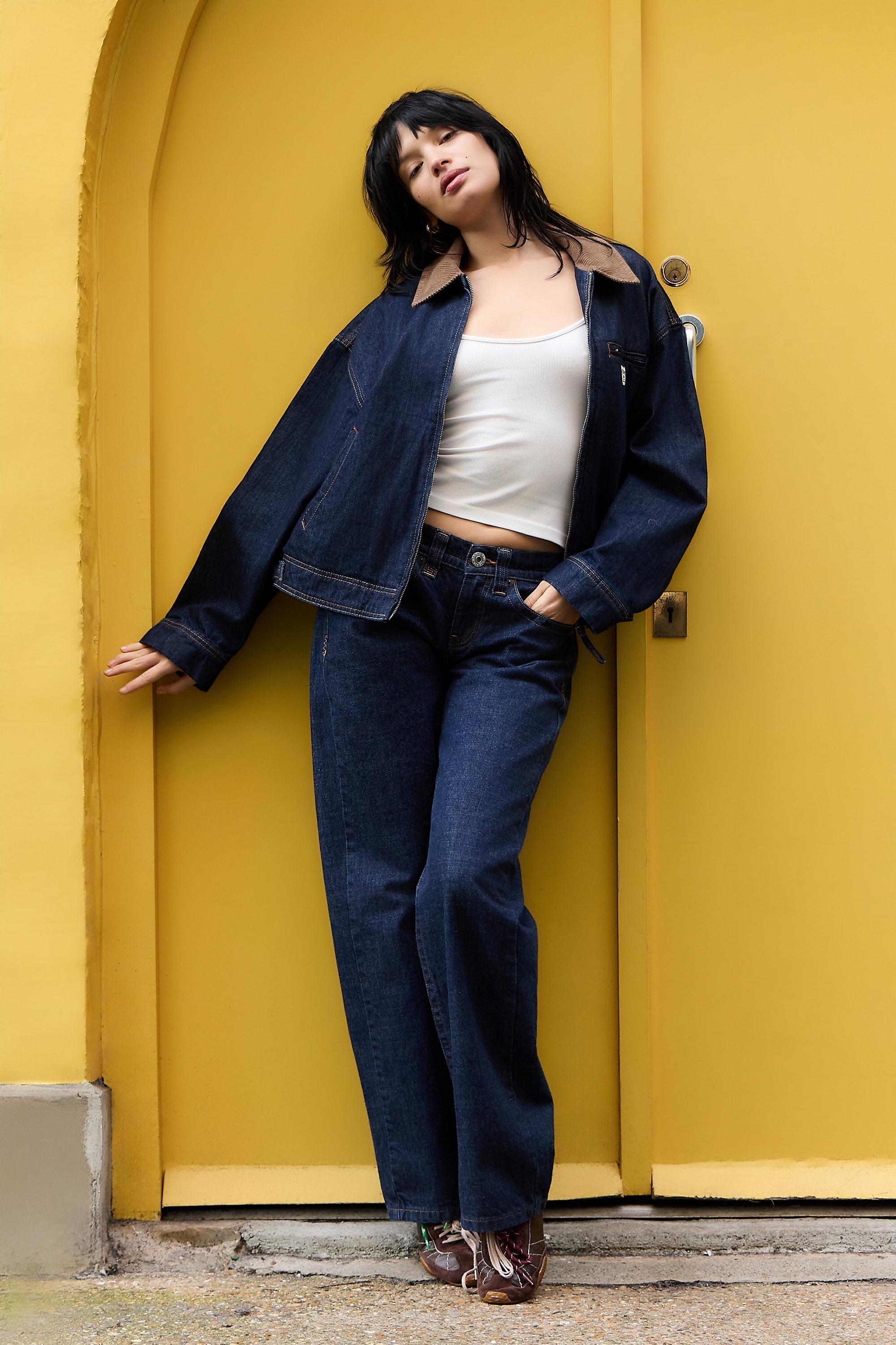 Navy Bdg Luca Shrunken Denim Jacket, DENIM D, large image number 1