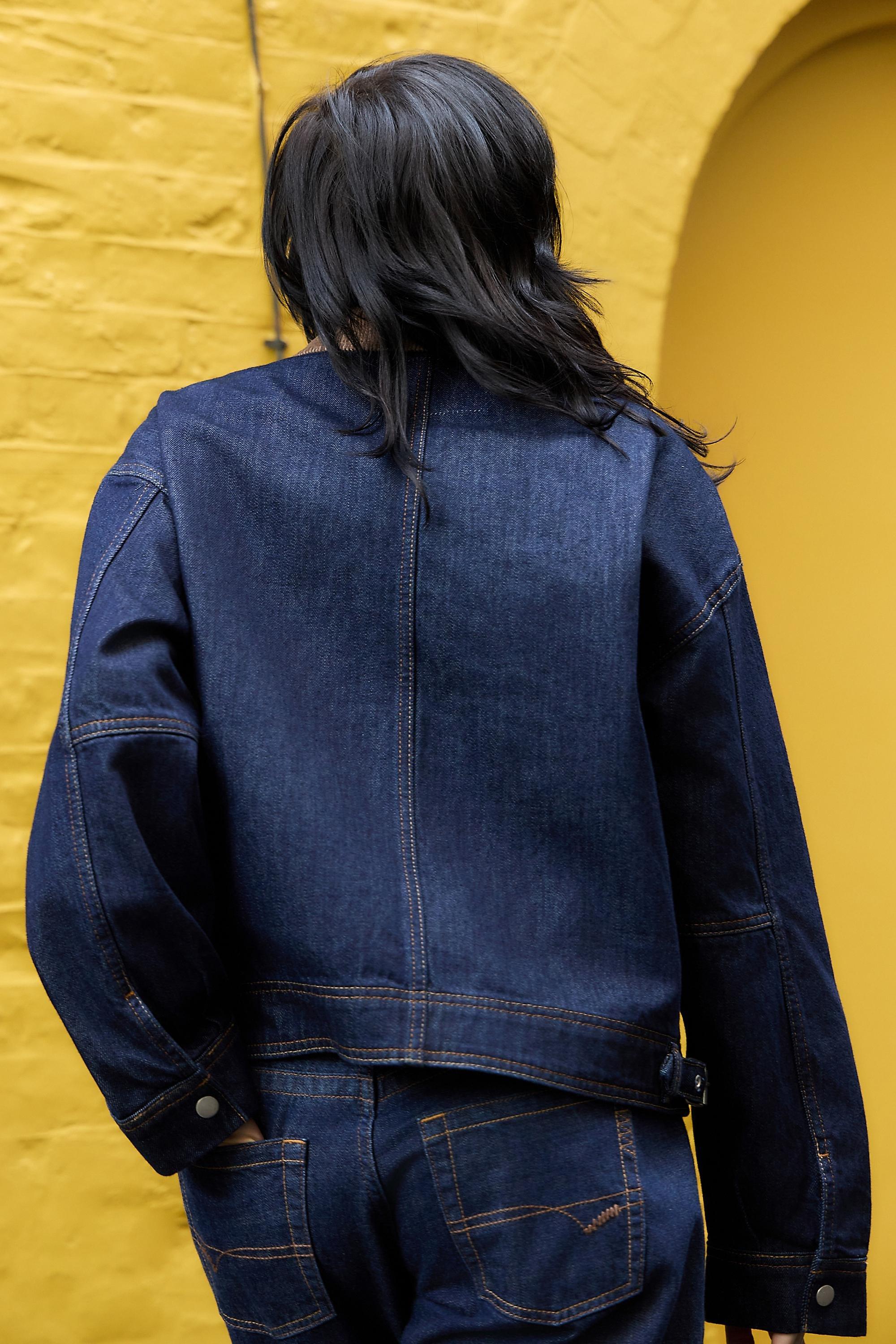 Navy Bdg Luca Shrunken Denim Jacket, DENIM D, large image number 3
