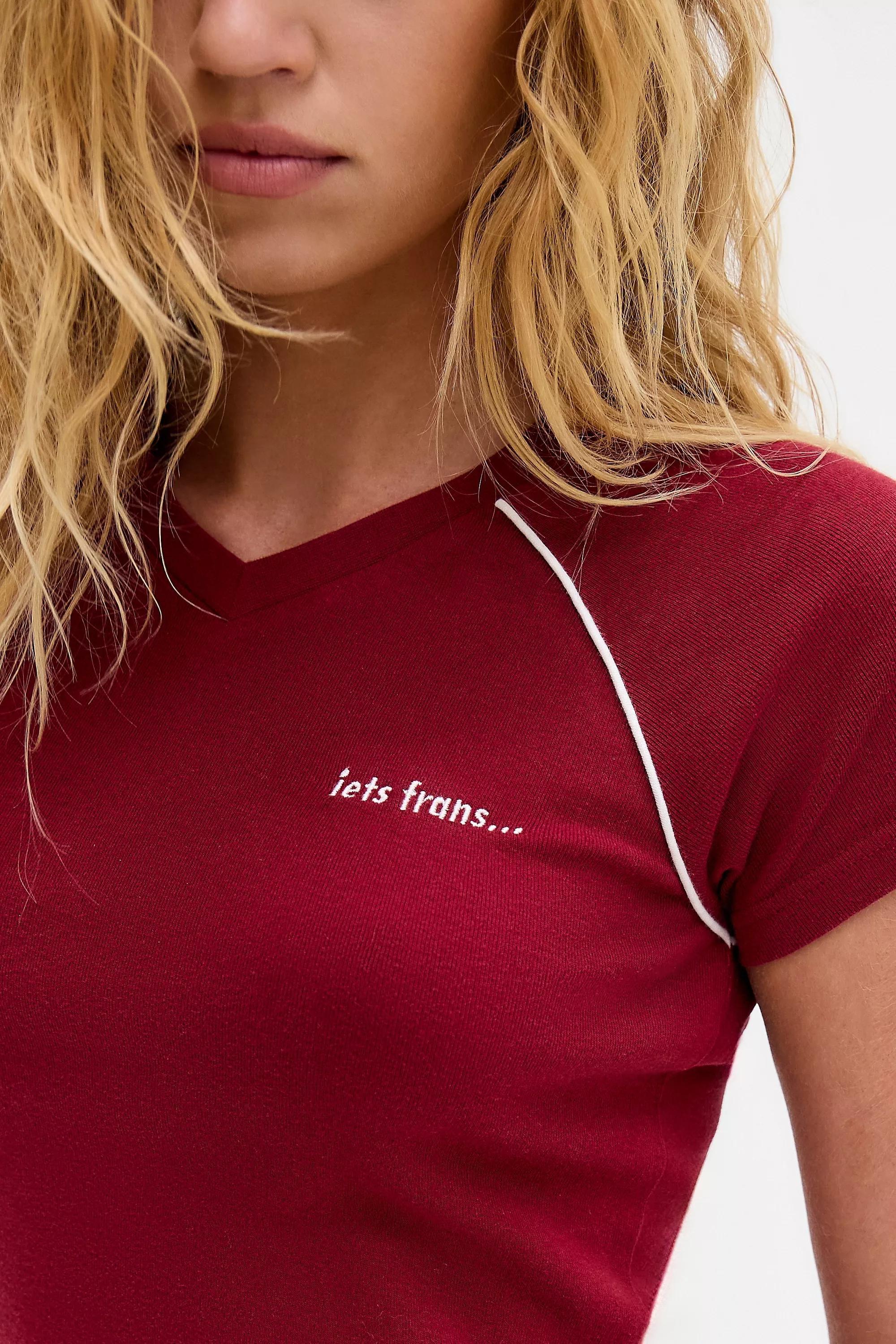 Red iets frans... High V-Neck T-Shirt, RED, large image number 2