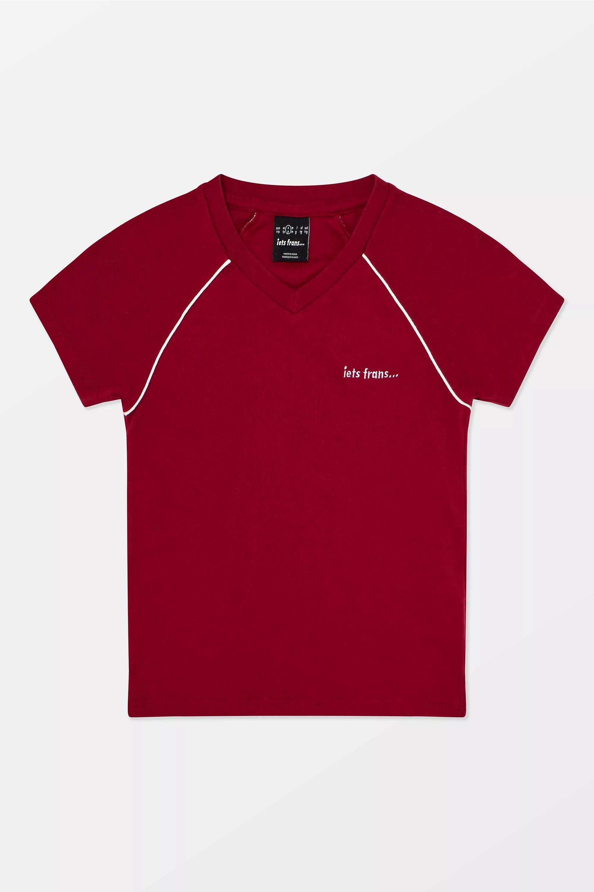 Red iets frans... High V-Neck T-Shirt, RED, large image number 4