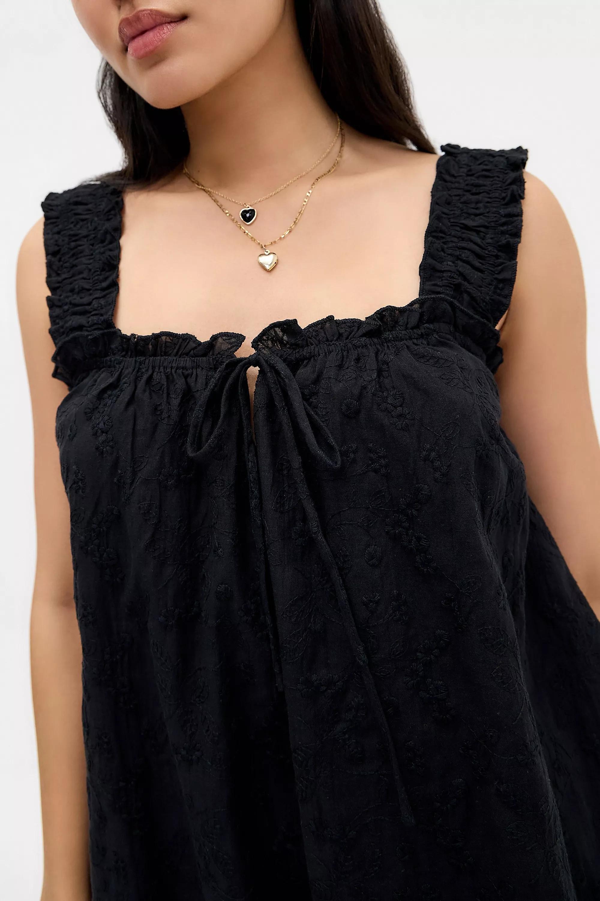 Black Kiss The Sky Malta Broderie Babydoll Dress, BLK, large image number 1