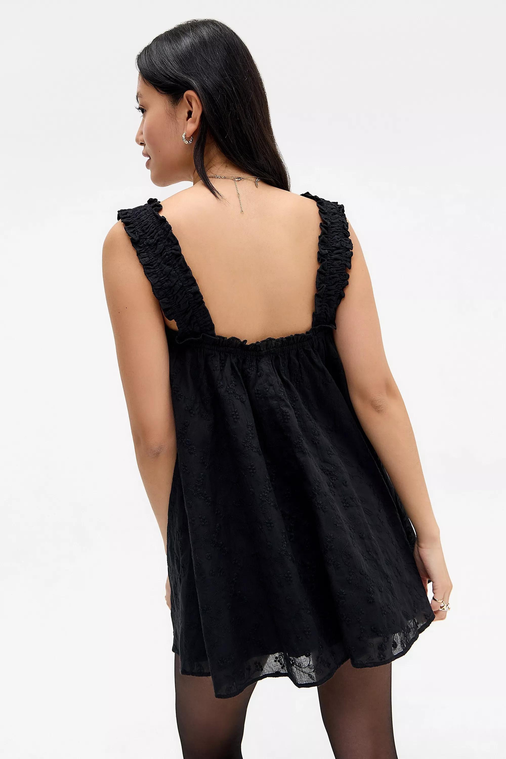 Black Kiss The Sky Malta Broderie Babydoll Dress, BLK, large image number 3
