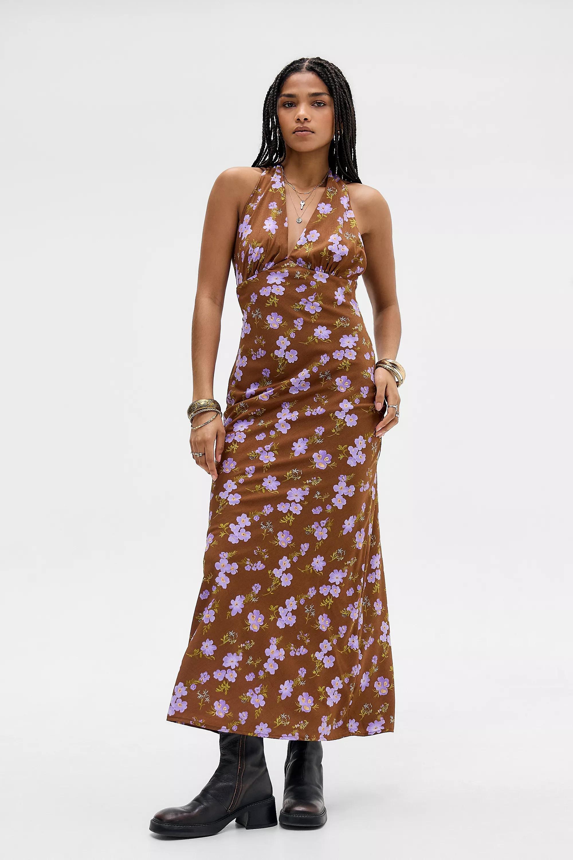 Multicolour Kiss The Sky Floral Backless Halter Dress, ASSORT, large image number 0