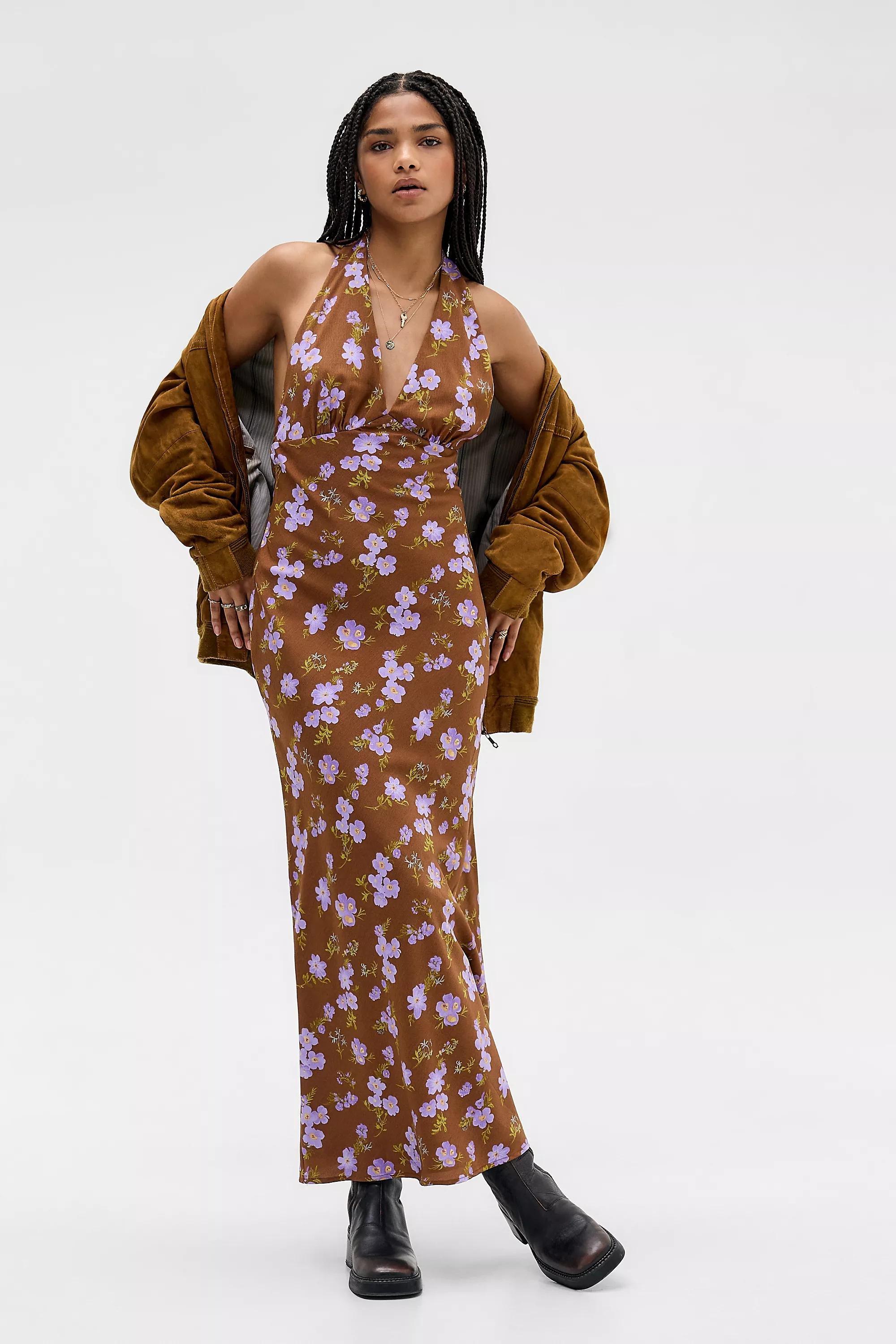 Multicolour Kiss The Sky Floral Backless Halter Dress, ASSORT, large image number 2