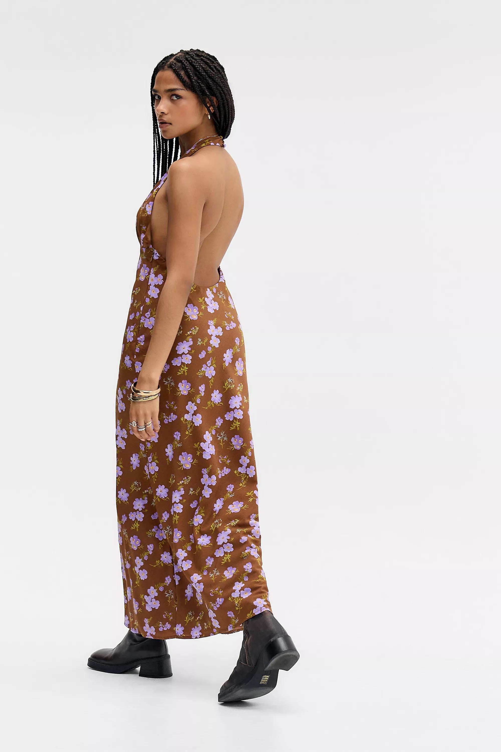 Multicolour Kiss The Sky Floral Backless Halter Dress, ASSORT, large image number 3