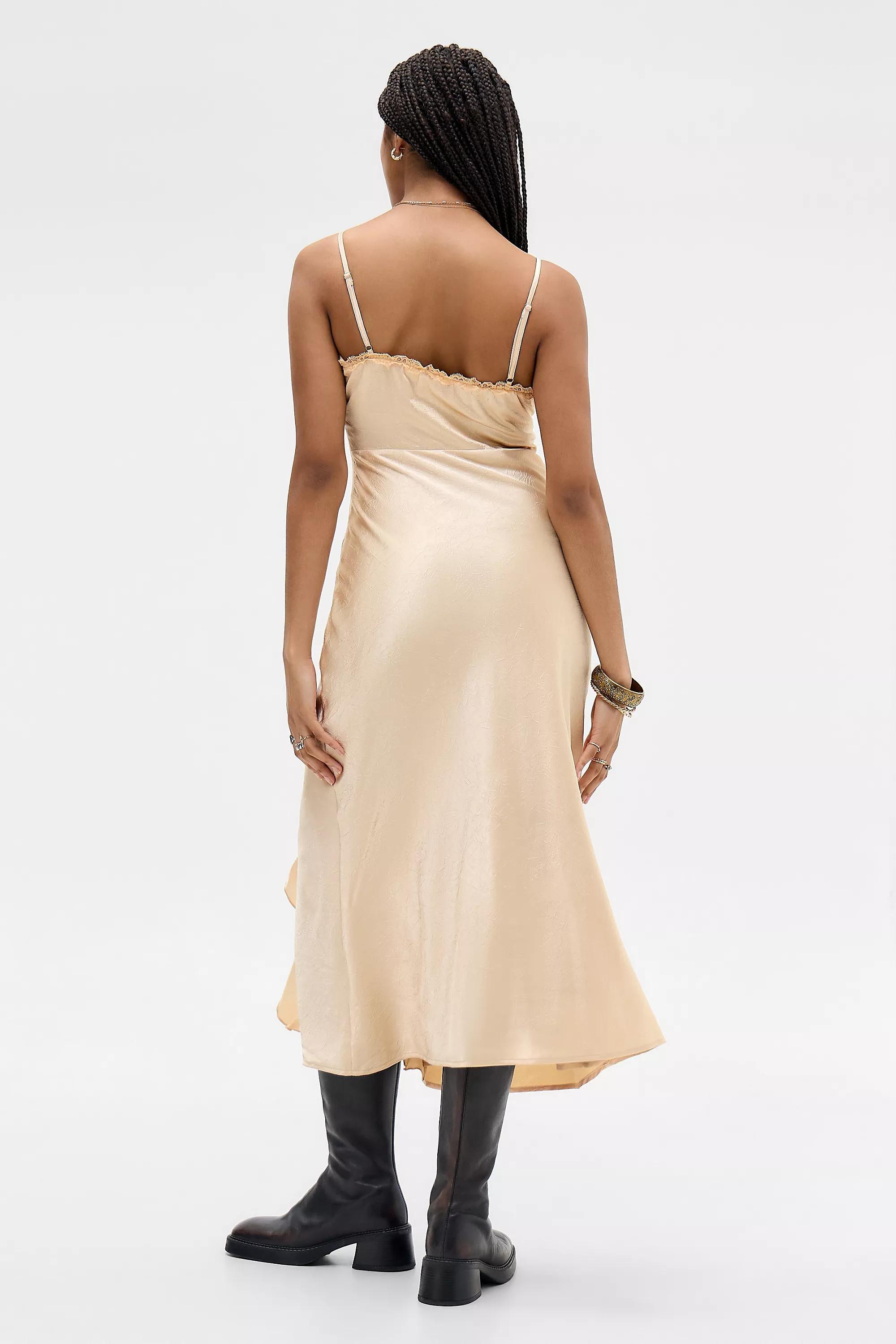 Orange Kiss The Sky Helena Embroidered Satin Midi Dress, ORANGE, large image number 3