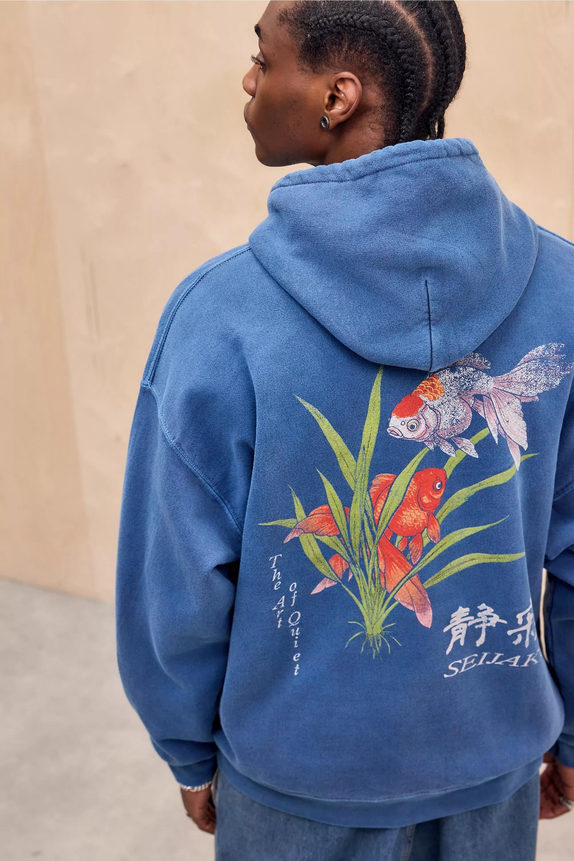 Blue Uo Relaxed Hoodie, BLUE, medium