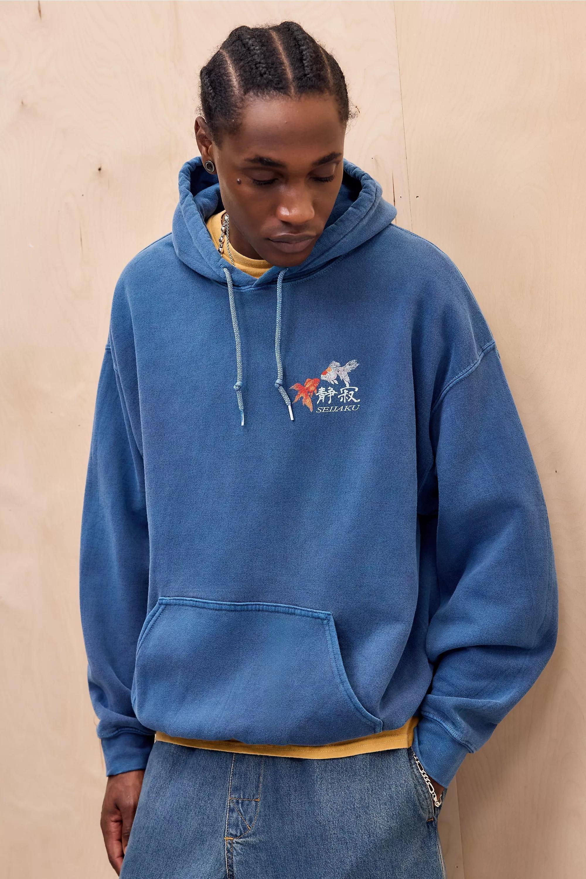 Blue Uo Relaxed Hoodie, BLUE, medium