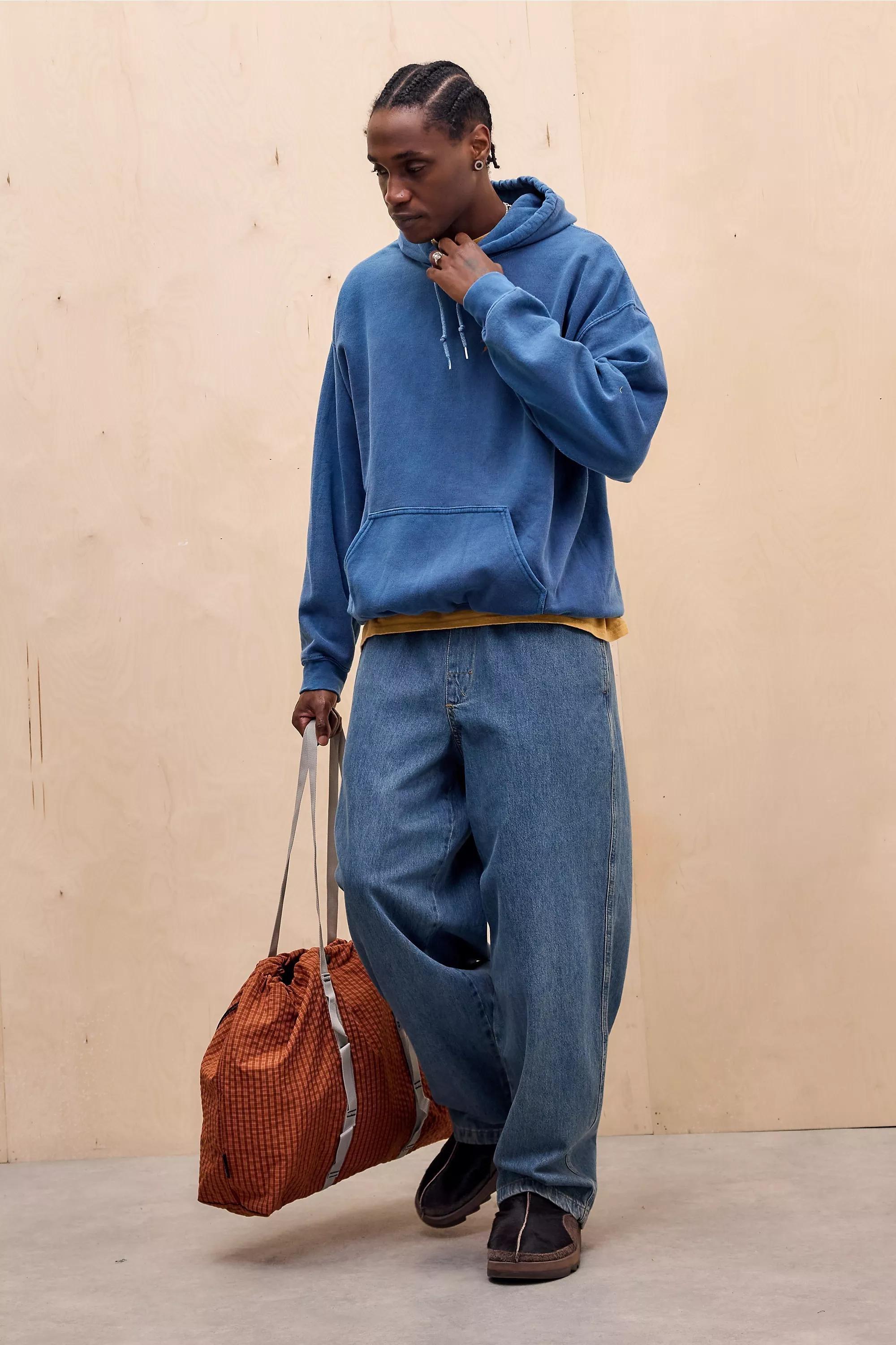 Blue Uo Relaxed Hoodie, BLUE, medium