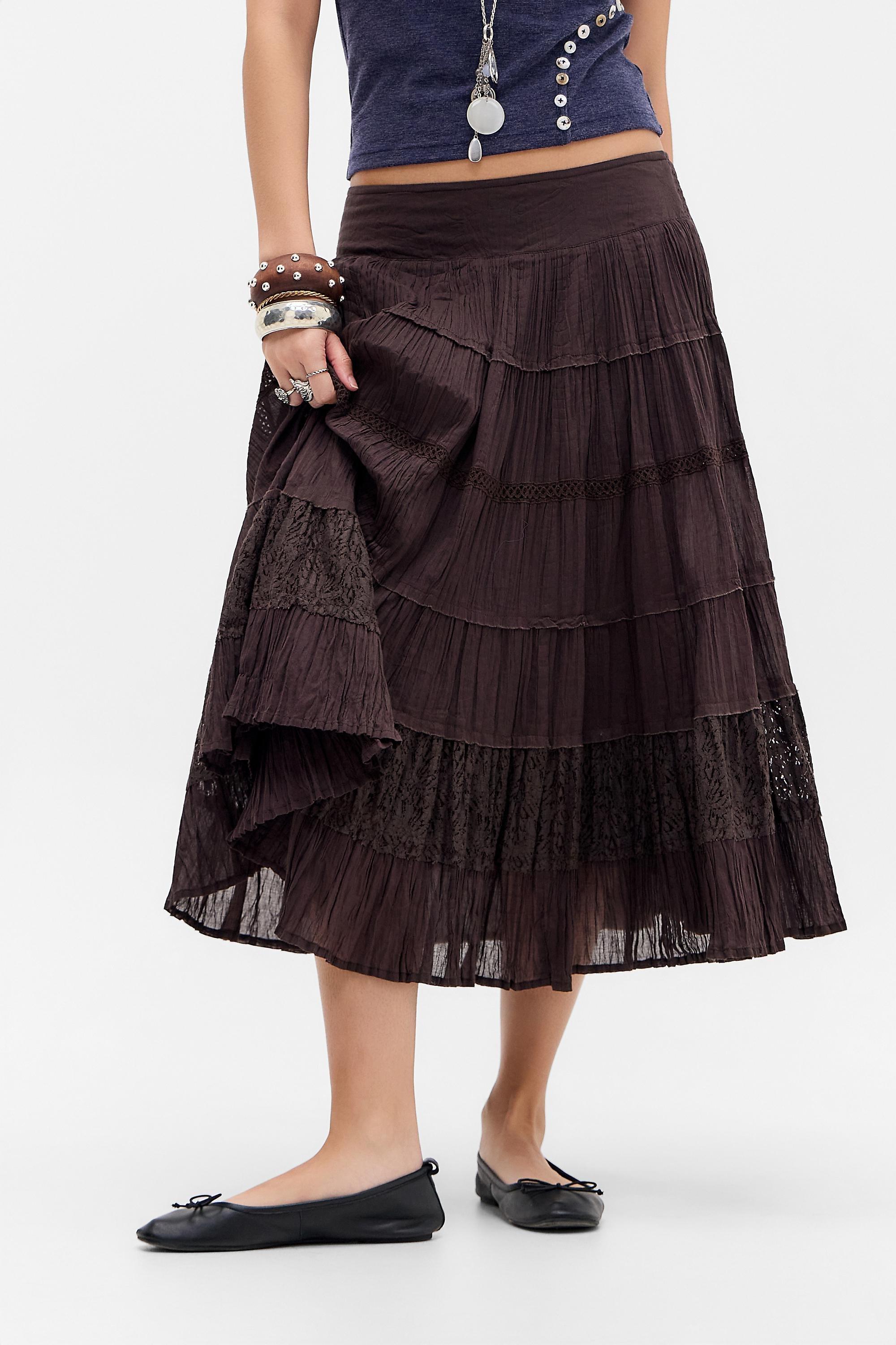 Brown Kimchi Blue Eila Midi Skirt, BRN, medium