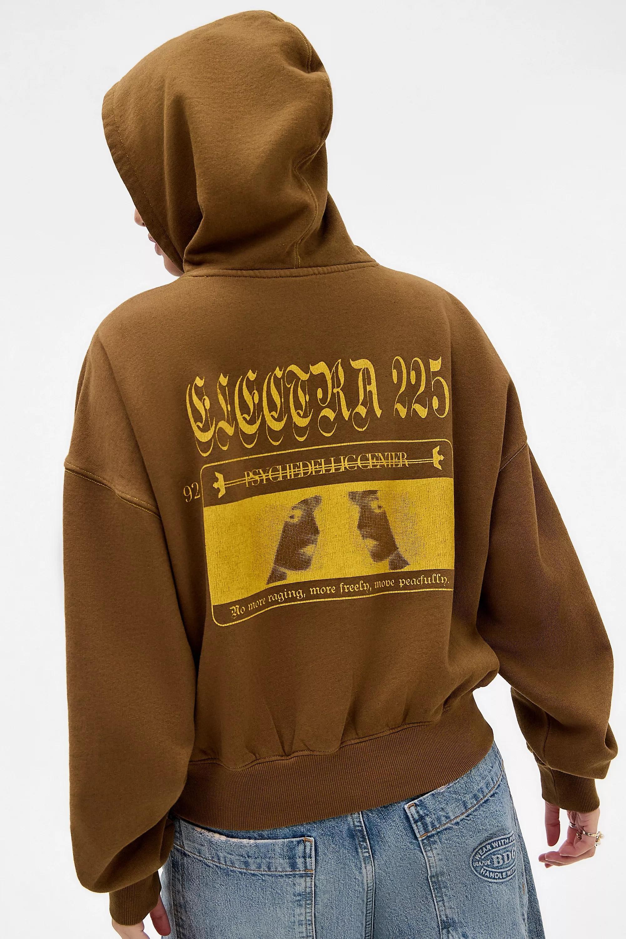 Brown Uo Otis Print Overhead Hoodie, BRONZE, medium