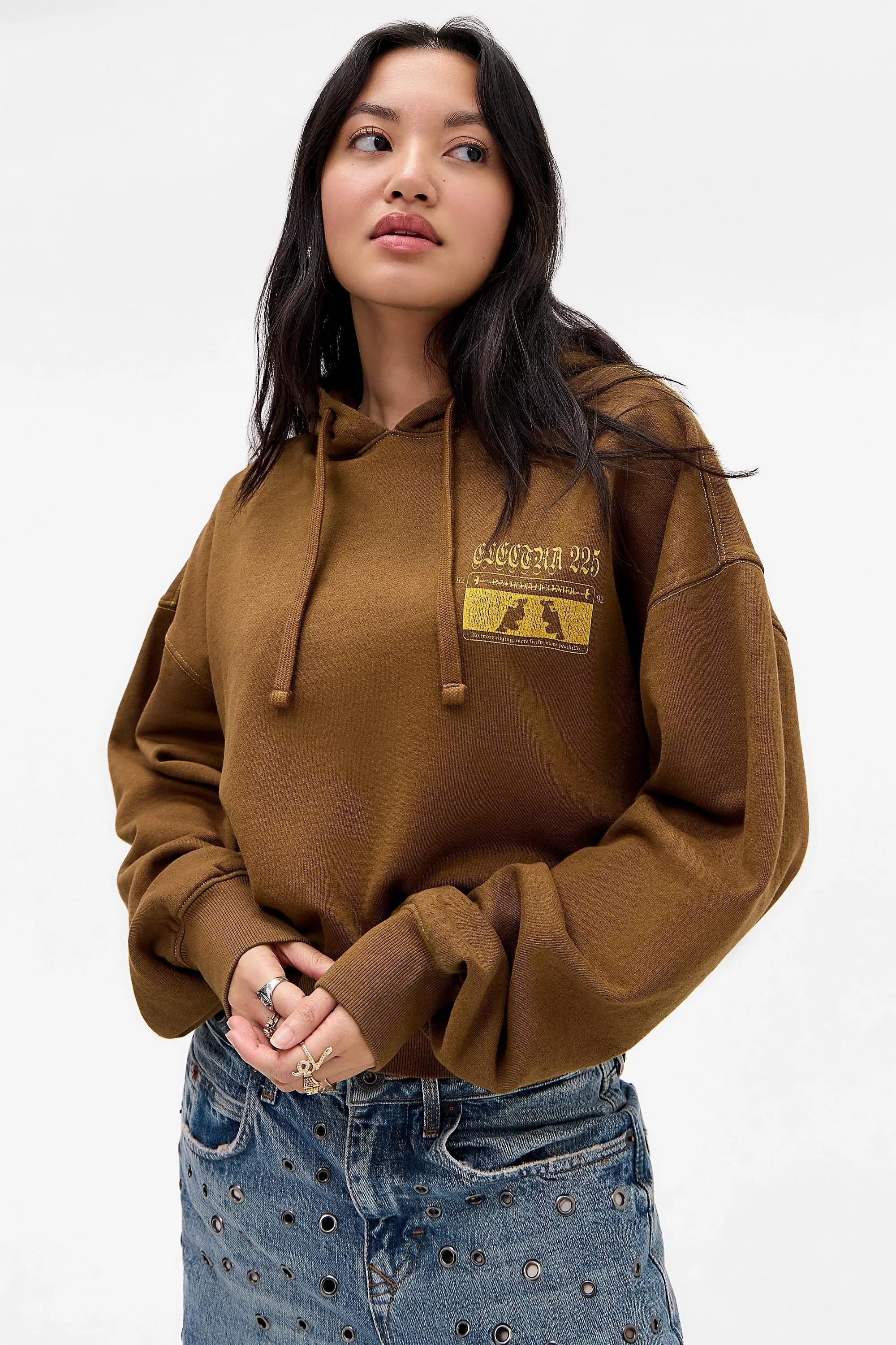 Brown Uo Otis Print Overhead Hoodie, BRONZE, medium