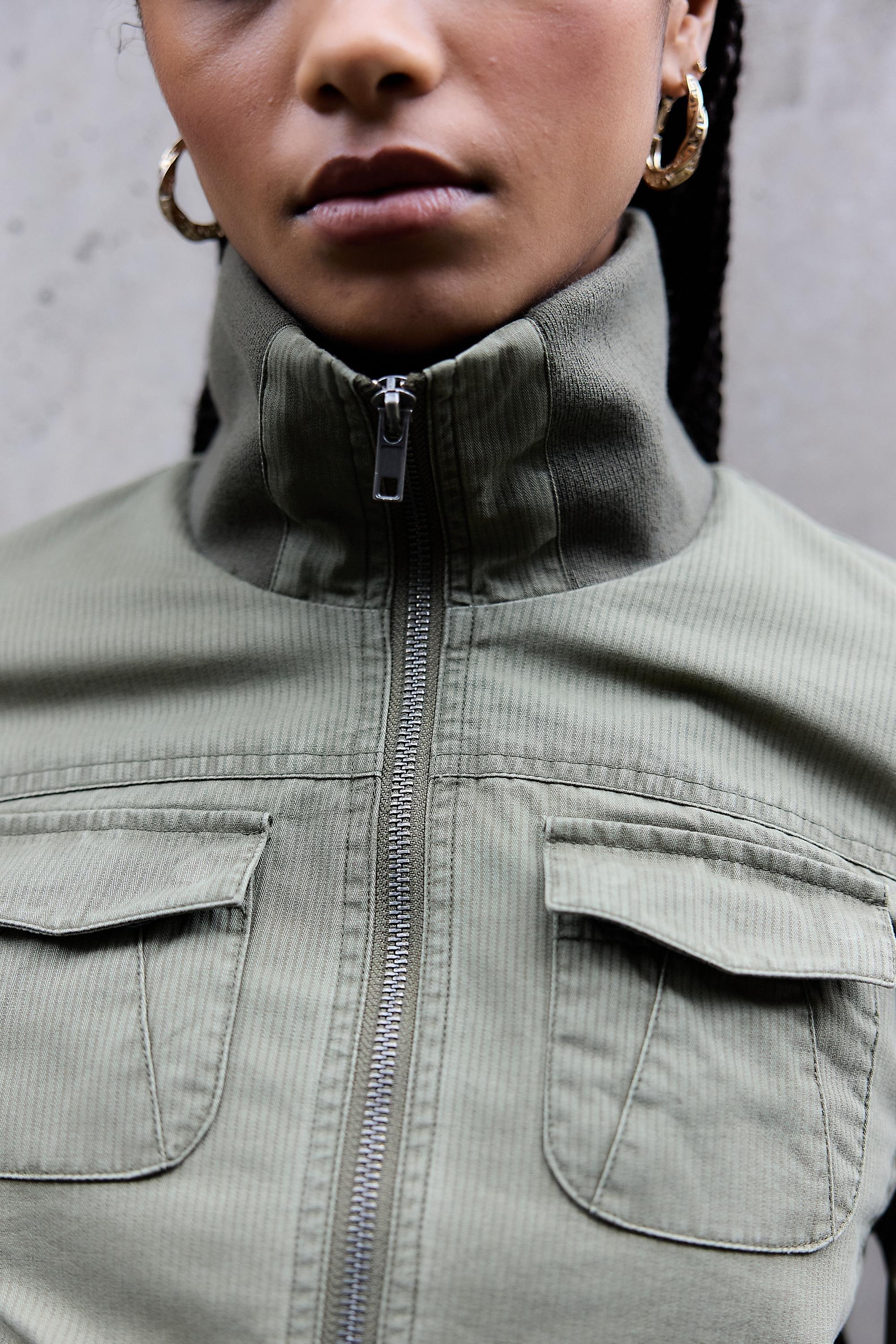 Khaki Bdg Romy Cotton Jacket, KHAKI, large image number 3