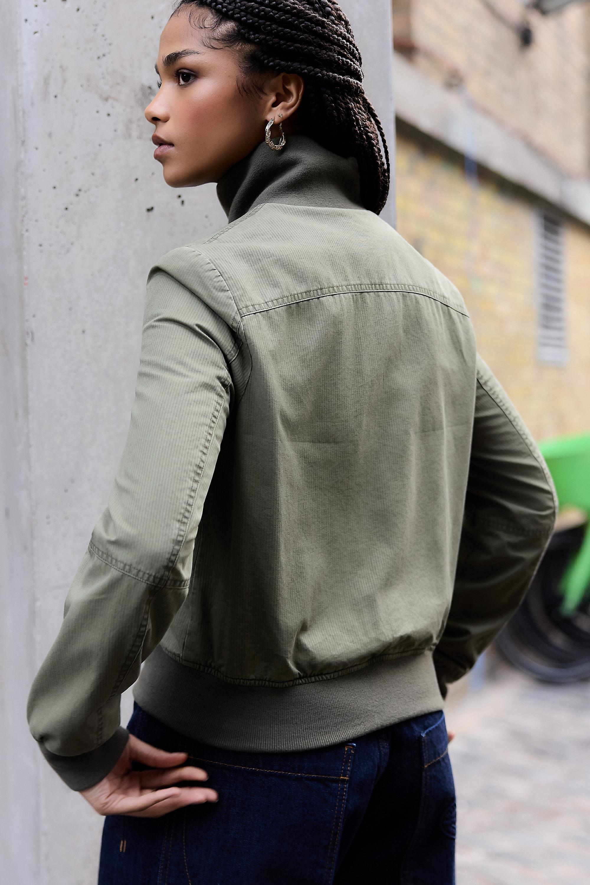 Khaki Bdg Romy Cotton Jacket, KHAKI, large image number 4