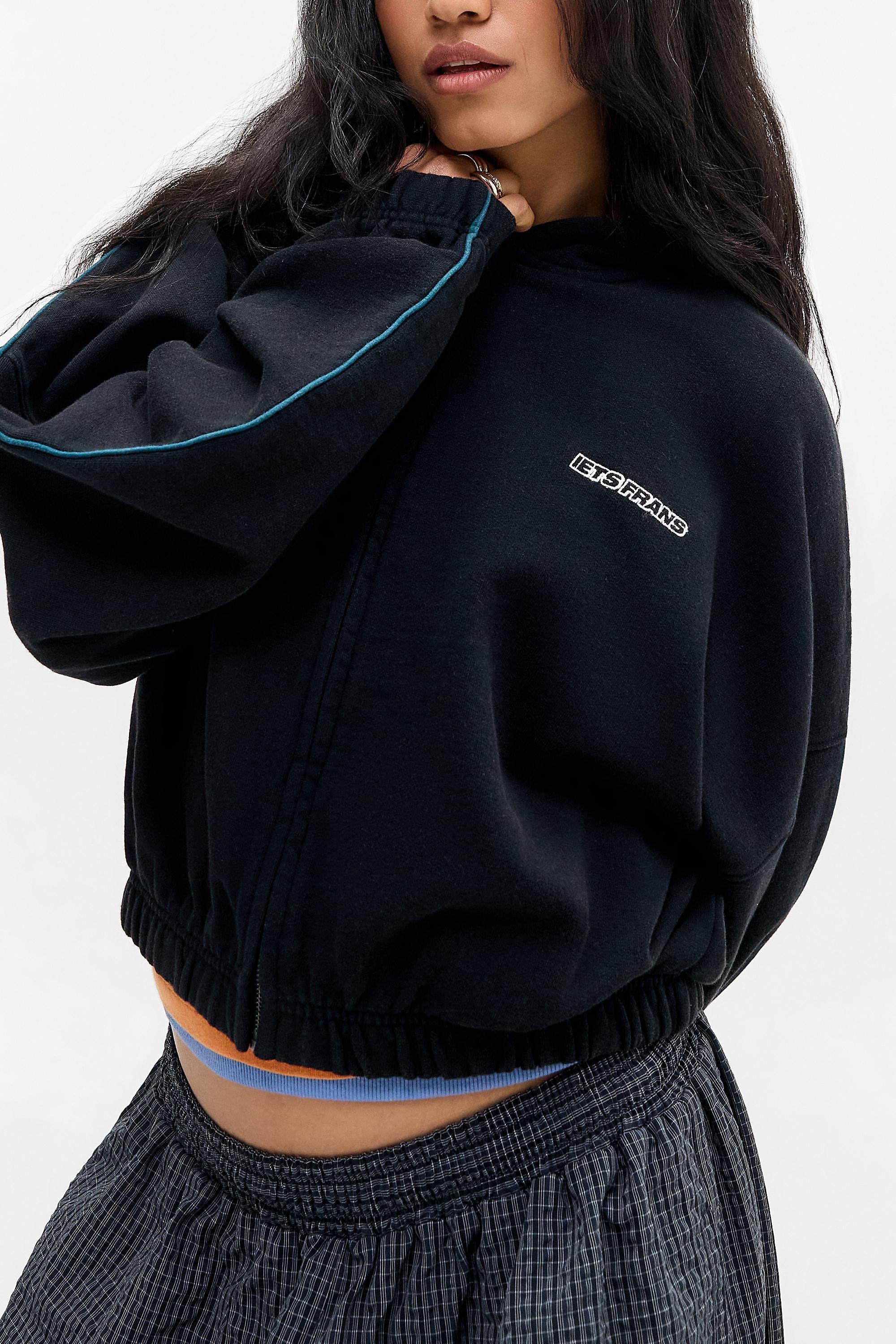 Black iets frans... Zip-Through Bubble Hem Hoodie, BLK, medium