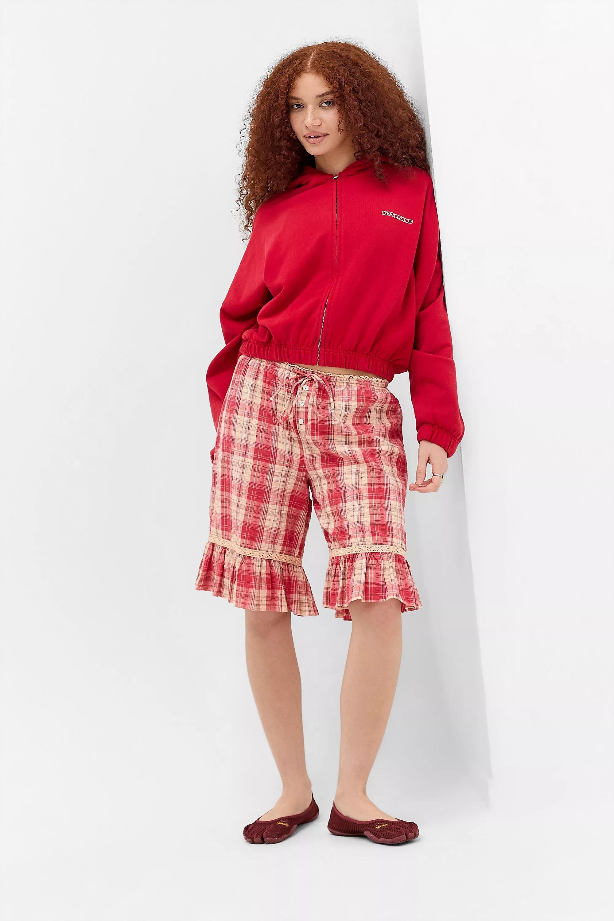 iets frans... Zip-Through Bubble Hem Hoodie, RED, medium