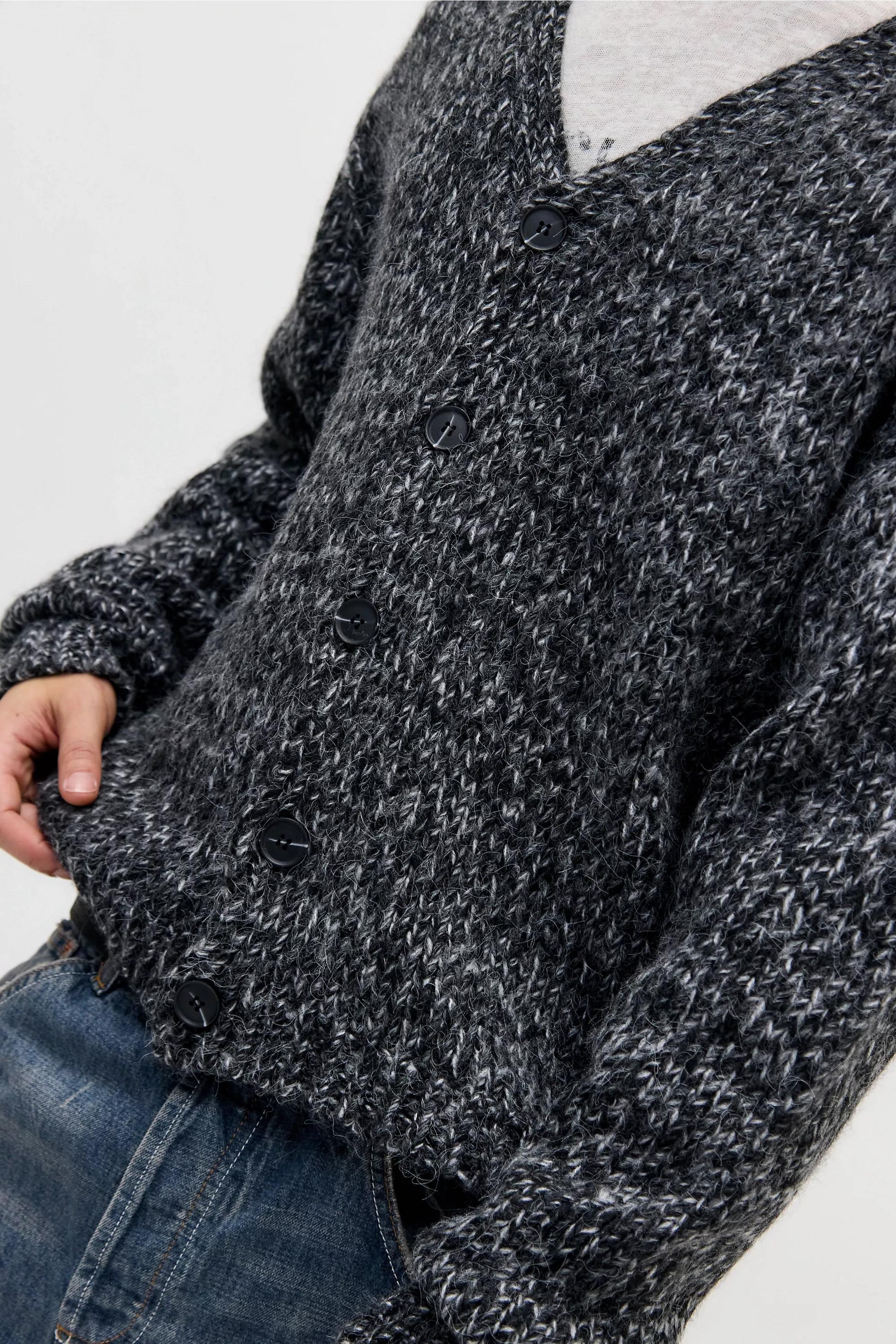 BLACK Archivis Black Nep Cardigan, BLK, large image number 1