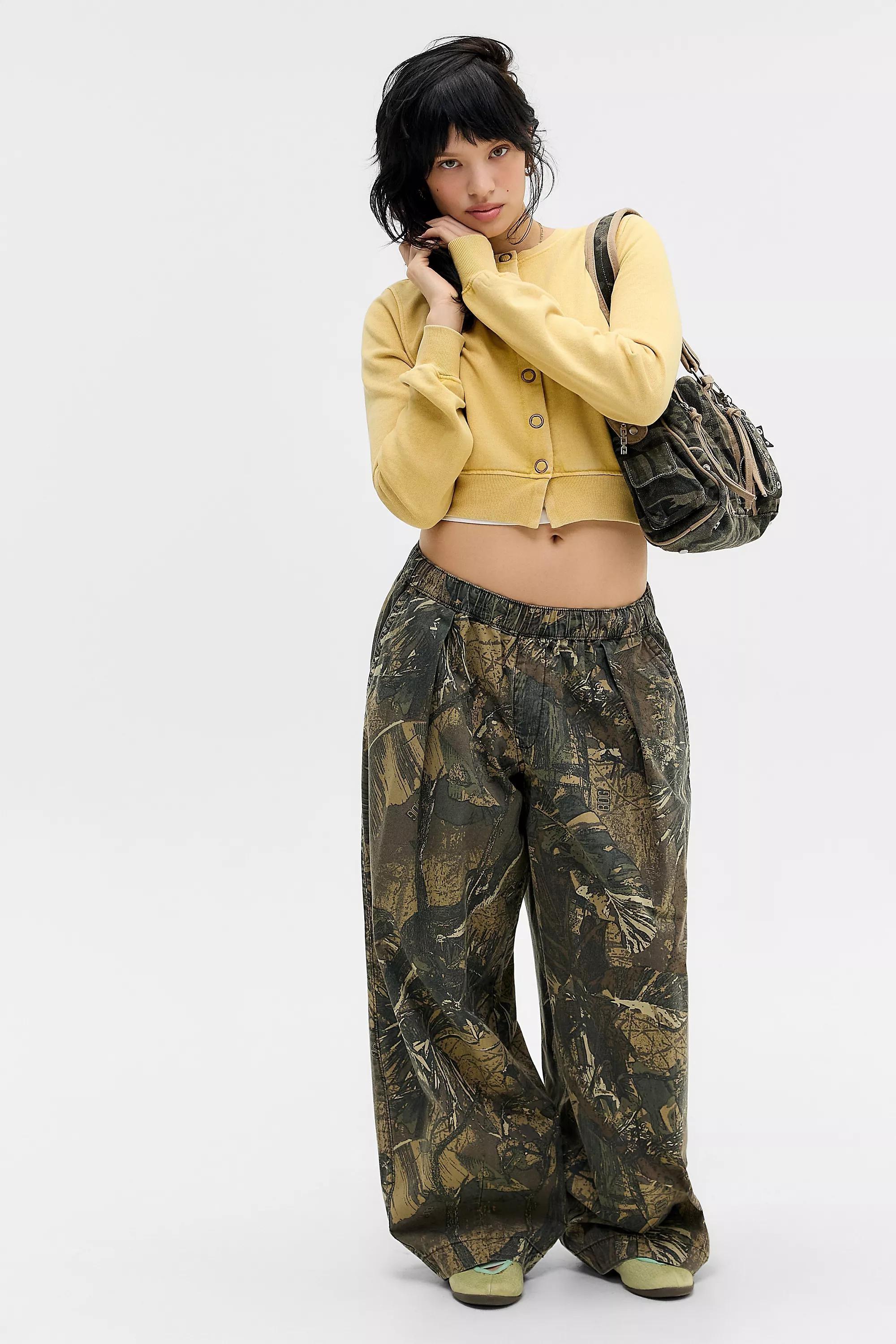 Yellow Kimchi Blue Cropped Jersey Cardigan, YEL, medium