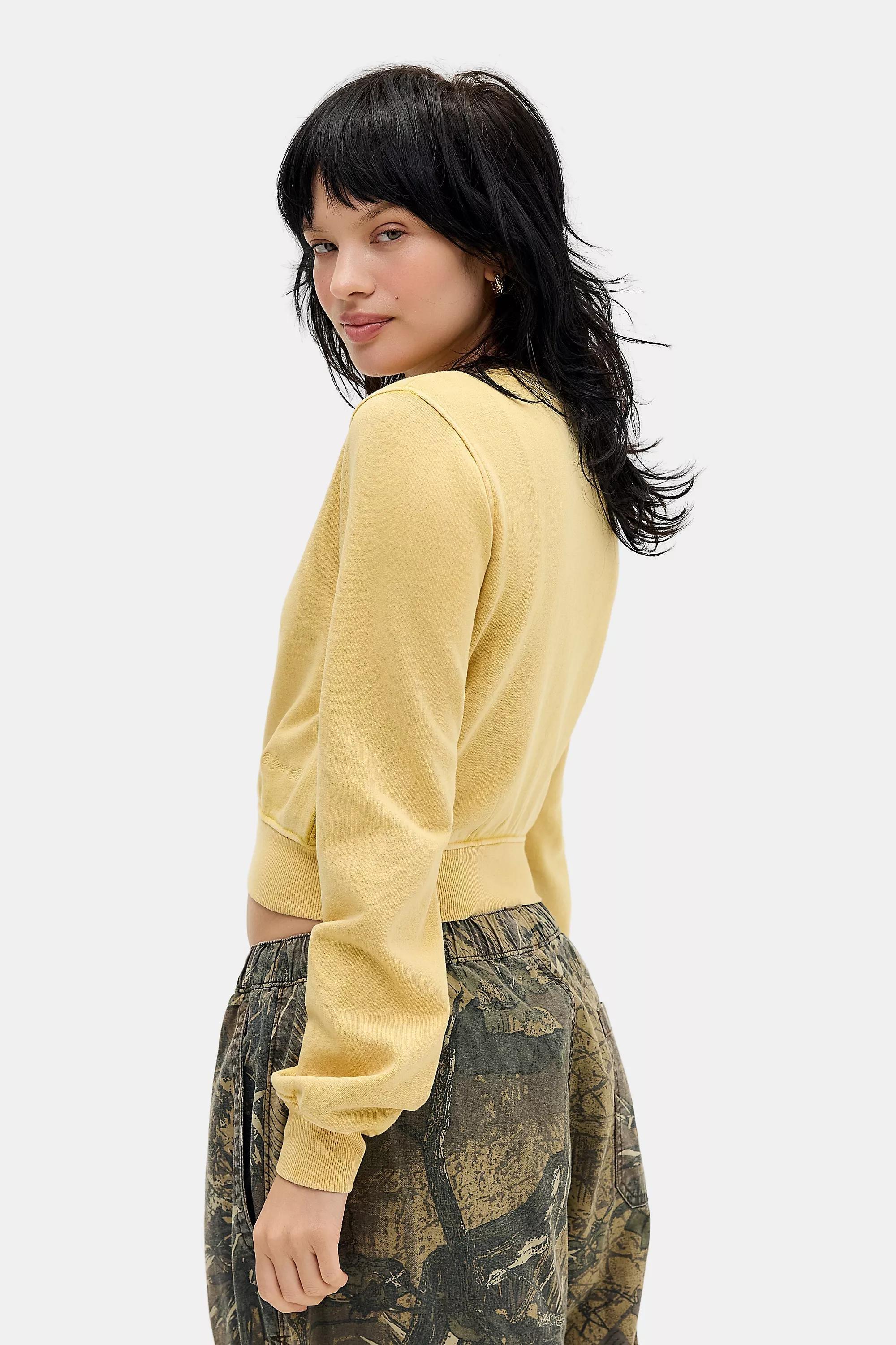 Yellow Kimchi Blue Cropped Jersey Cardigan, YEL, large image number 3