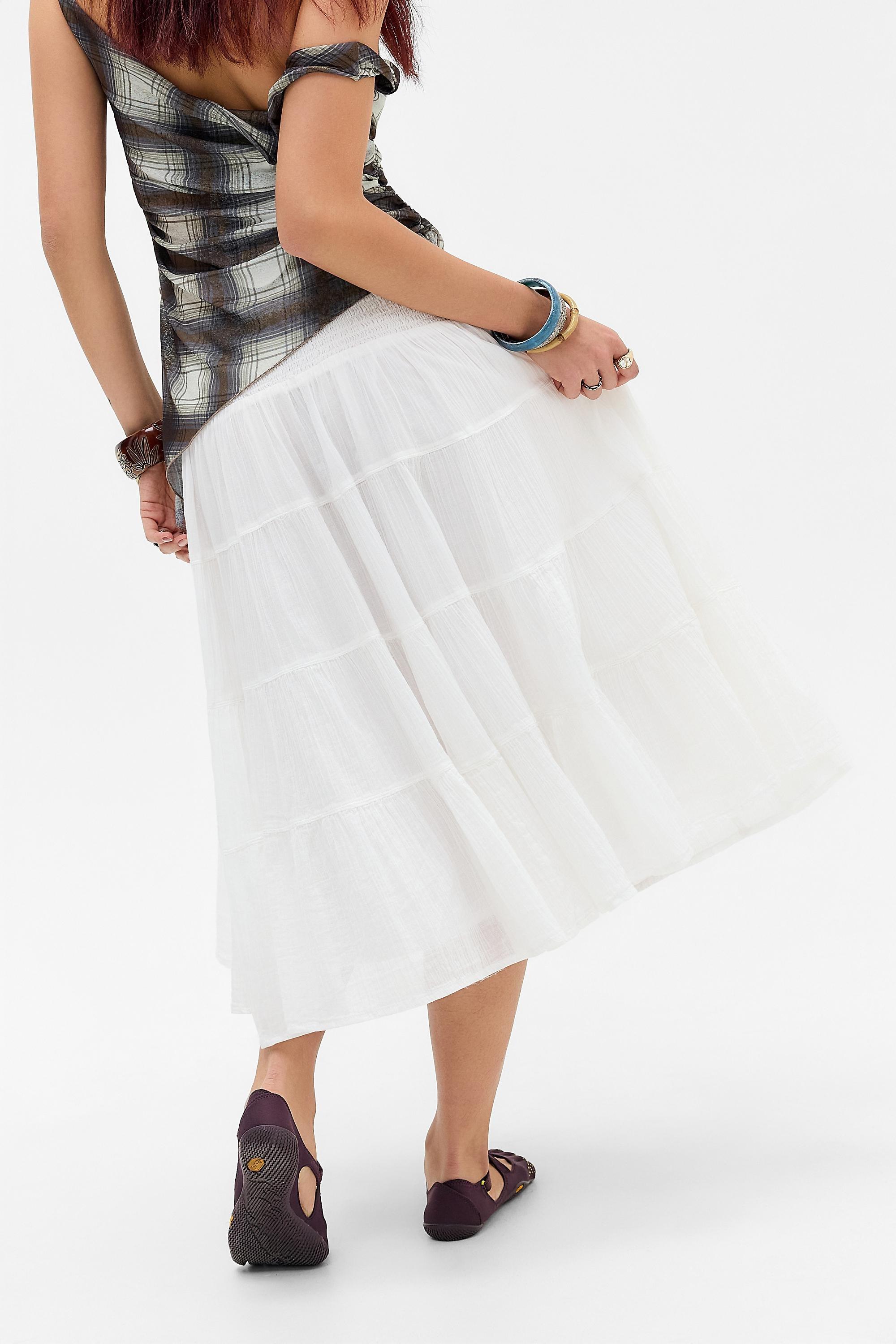 Cream Kimchi Blue Bea Voile Tiered Midi Skirt, IVRY, large image number 3