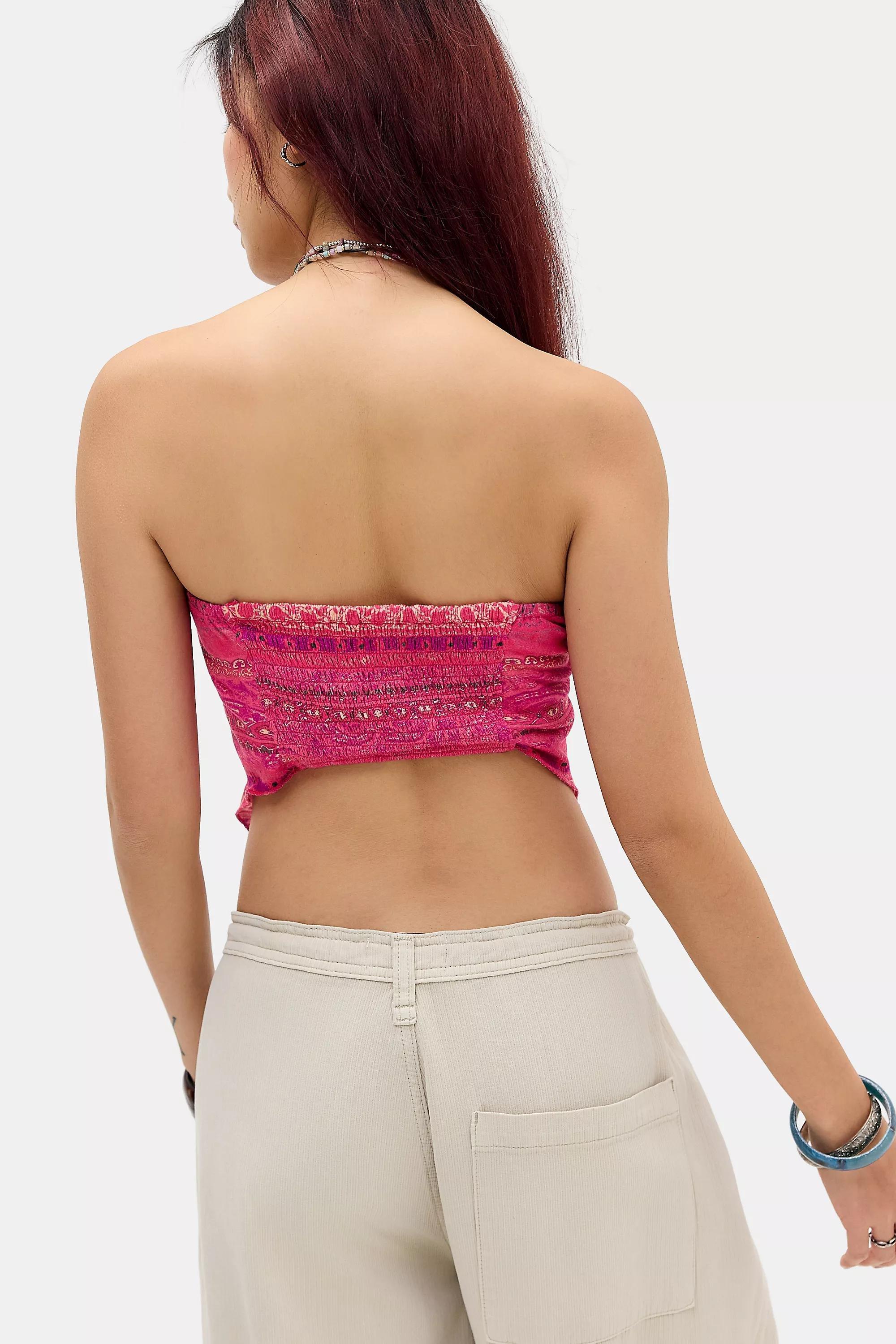 Pink Uo Scarf Print Bandeau Top, PINK, large image number 3