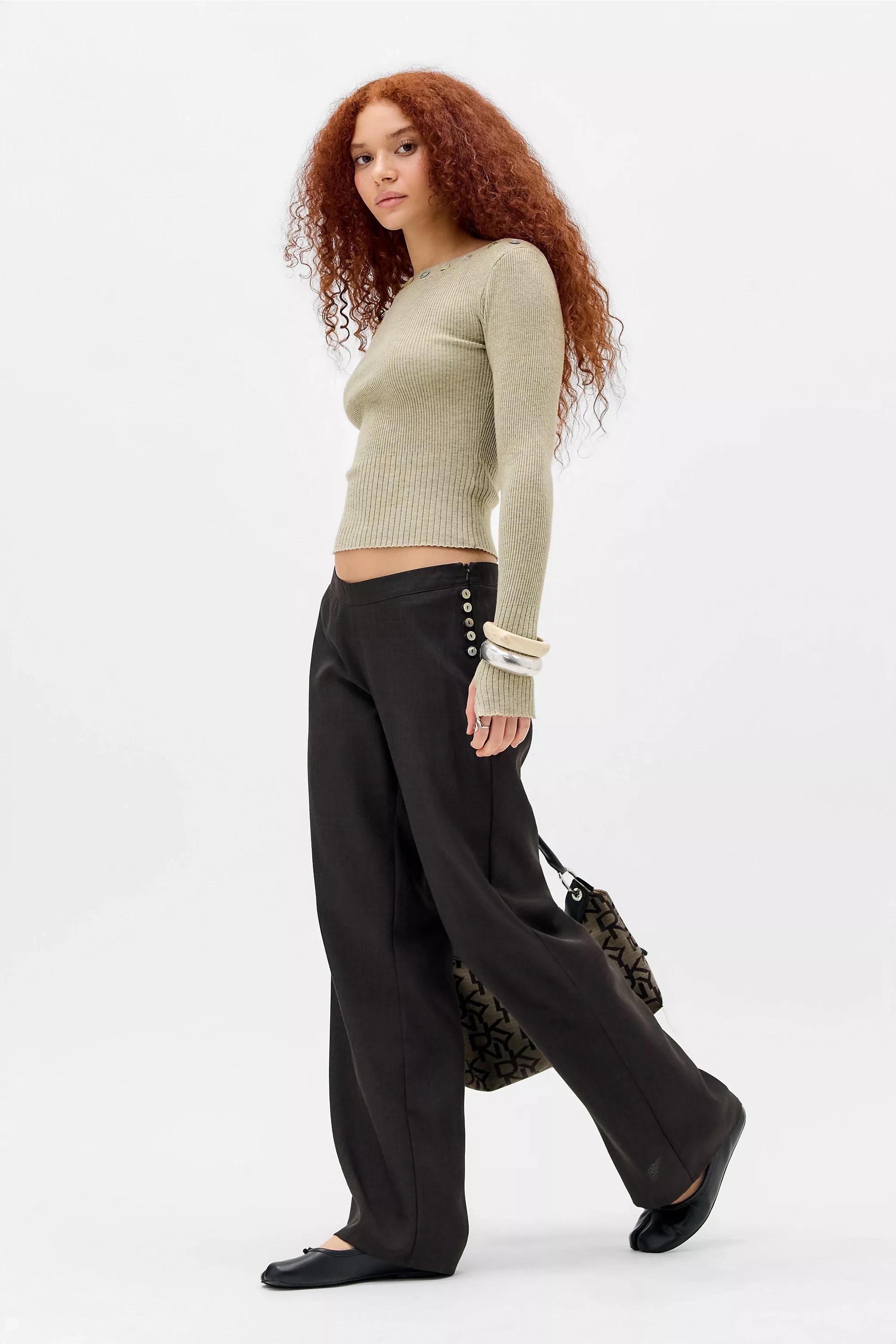 Black Uo Anna Easy Tailored Trousers, BLK, large image number 2