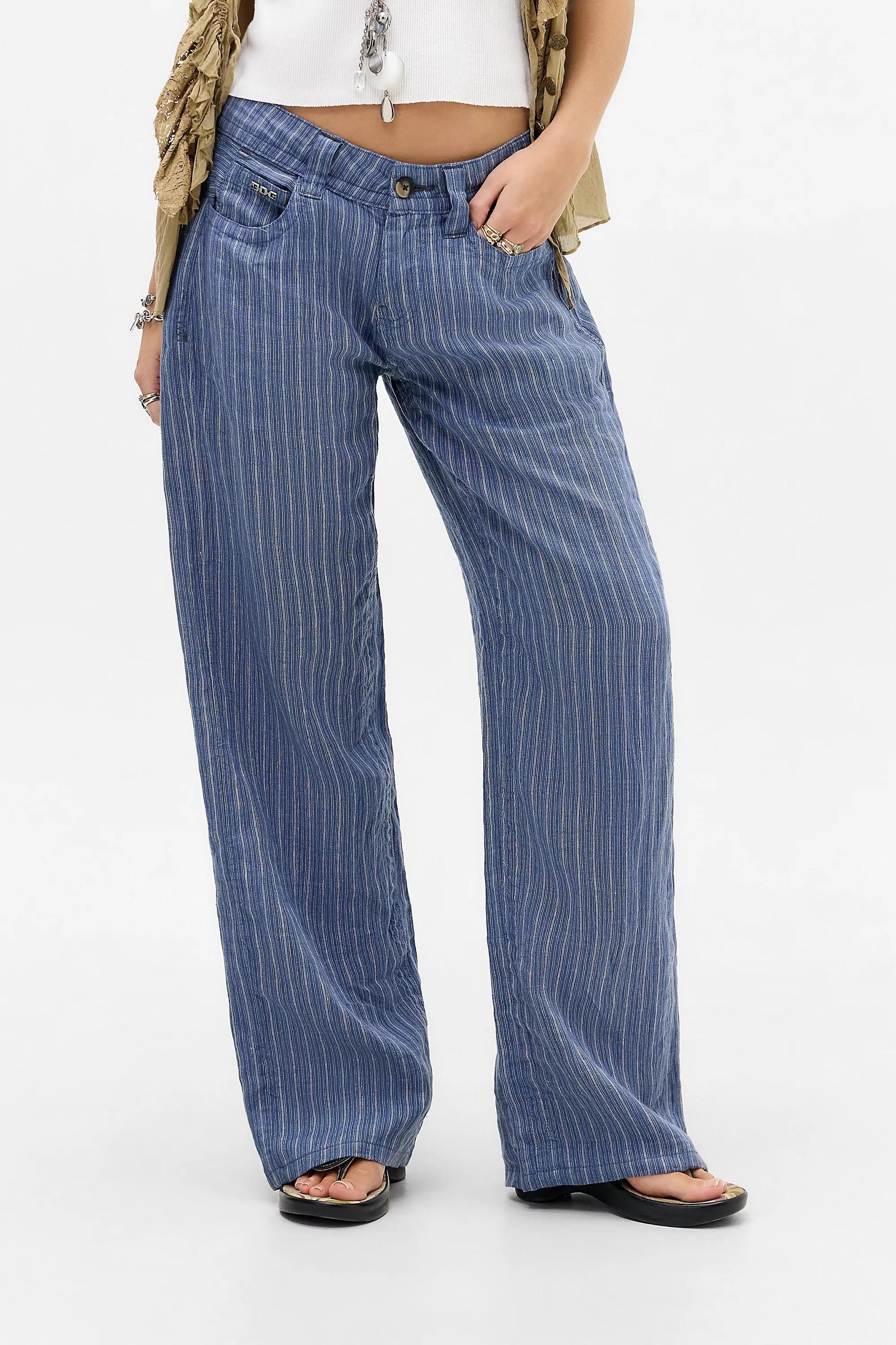 Blue Bdg Blue Kayla Linen Trousers, BLUE, large image number 0