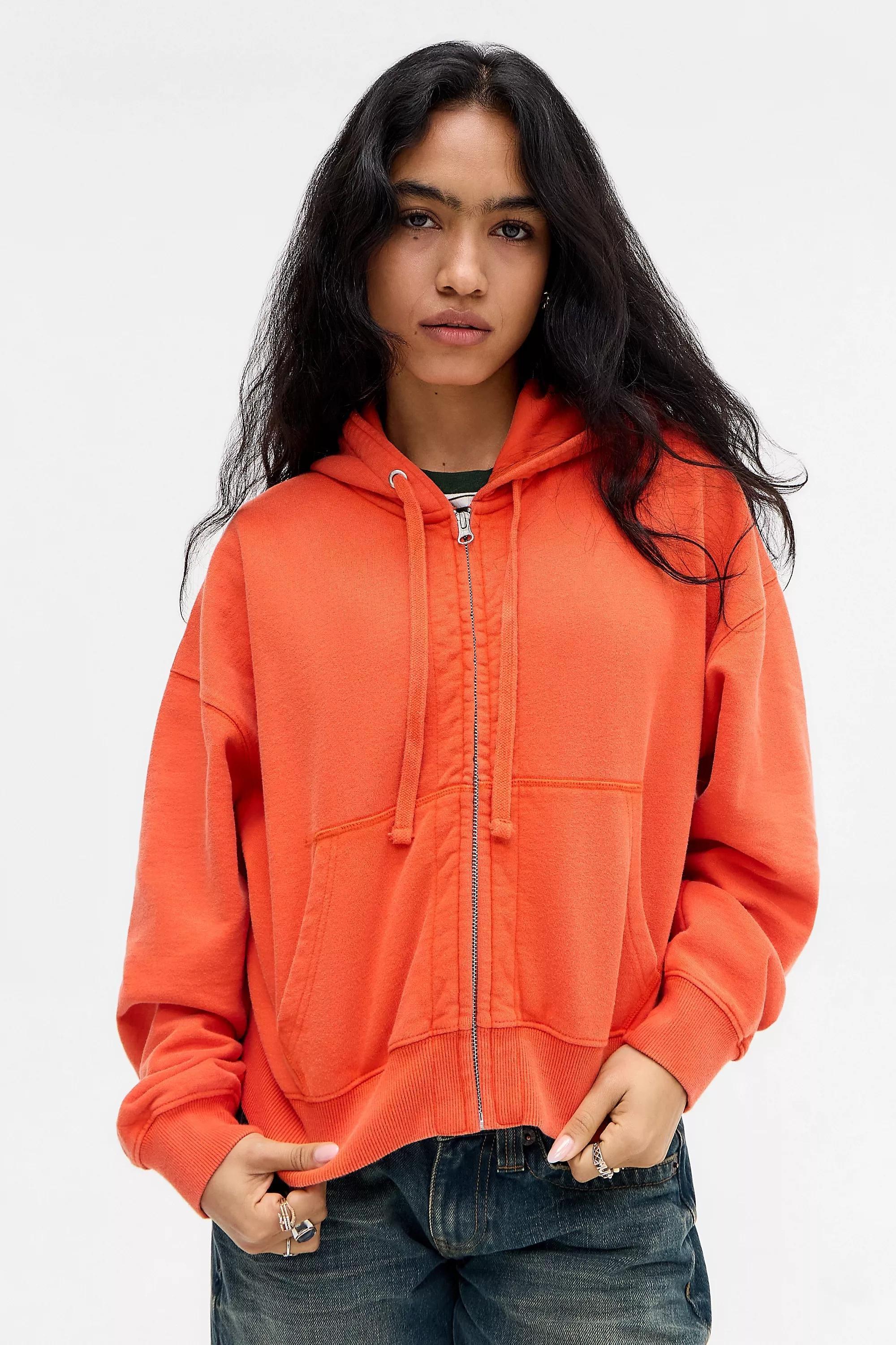Orange Bdg Easy Zip-Through Hoodie, ORANGE, large image number 0